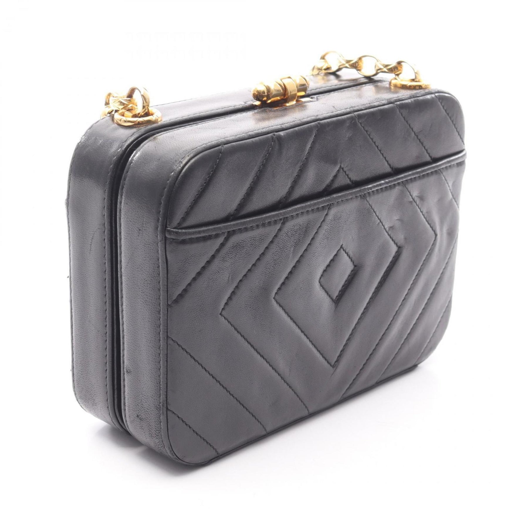 CHANEL Coco Mark Diamond Stitch Shoulder Bag, Lambskin Leather