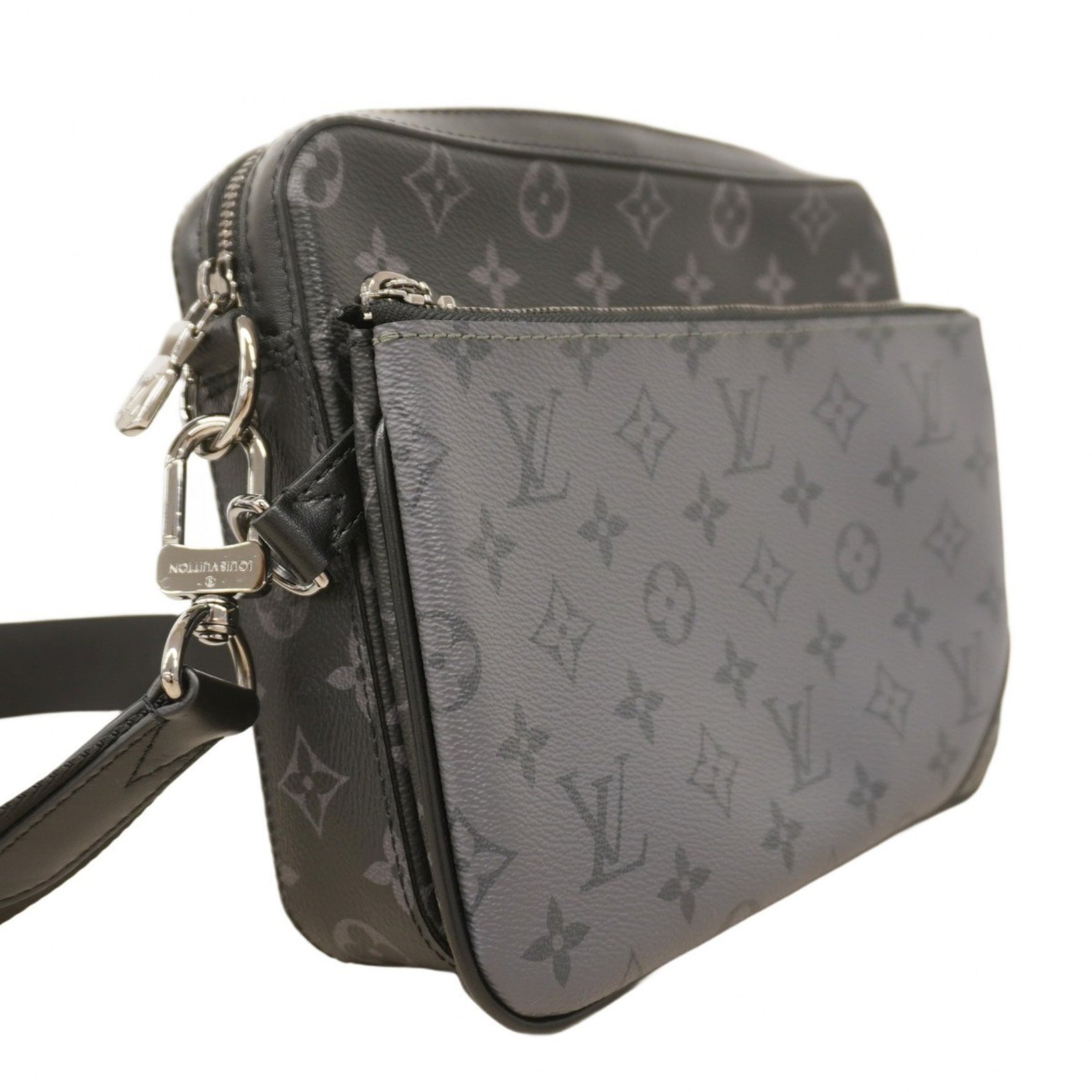 Louis Vuitton Monogram Eclipse Trio Shoulder Bag M69443 Black Men's