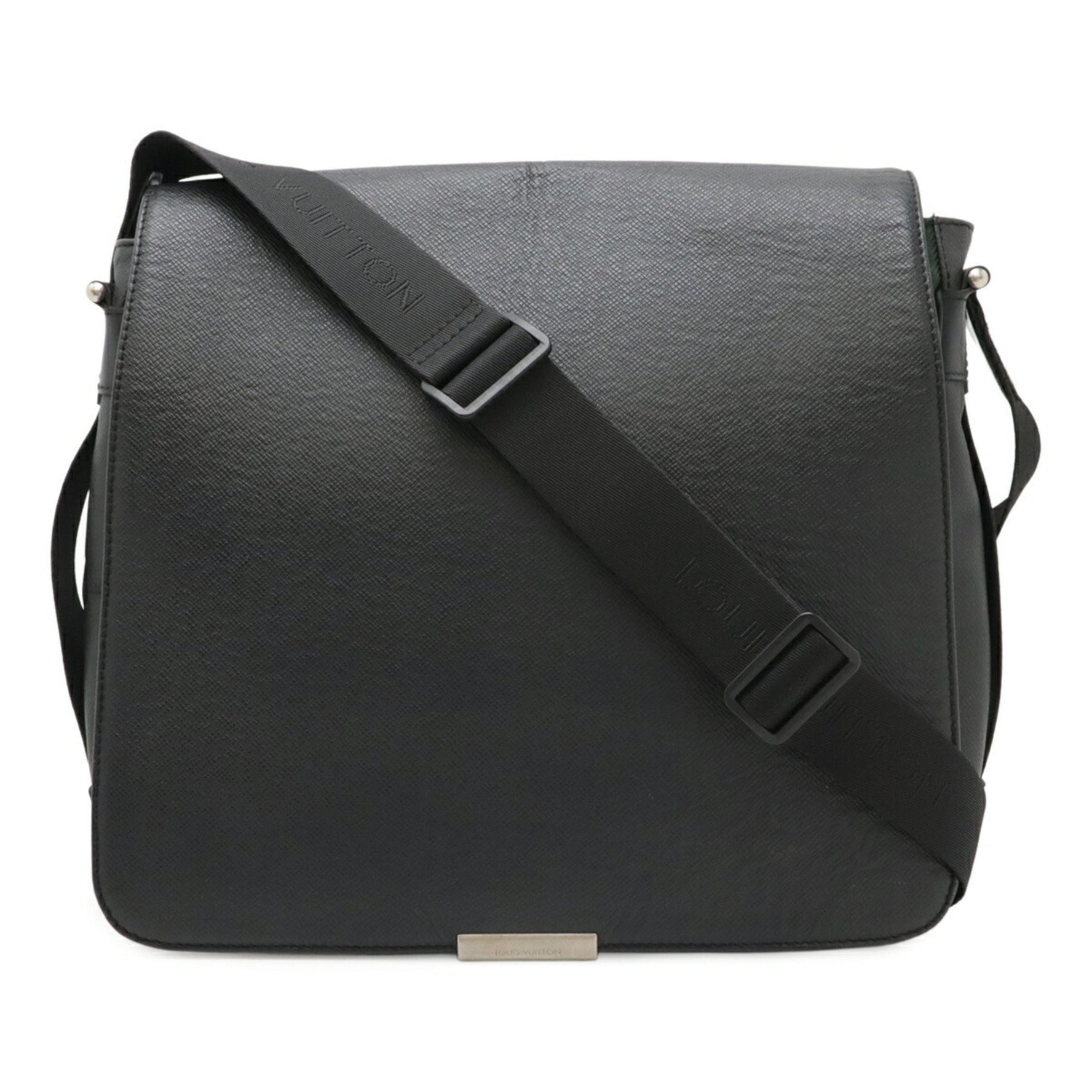 Louis Vuitton Taiga Victor Shoulder Bag Leather Canvas Ardoise Black