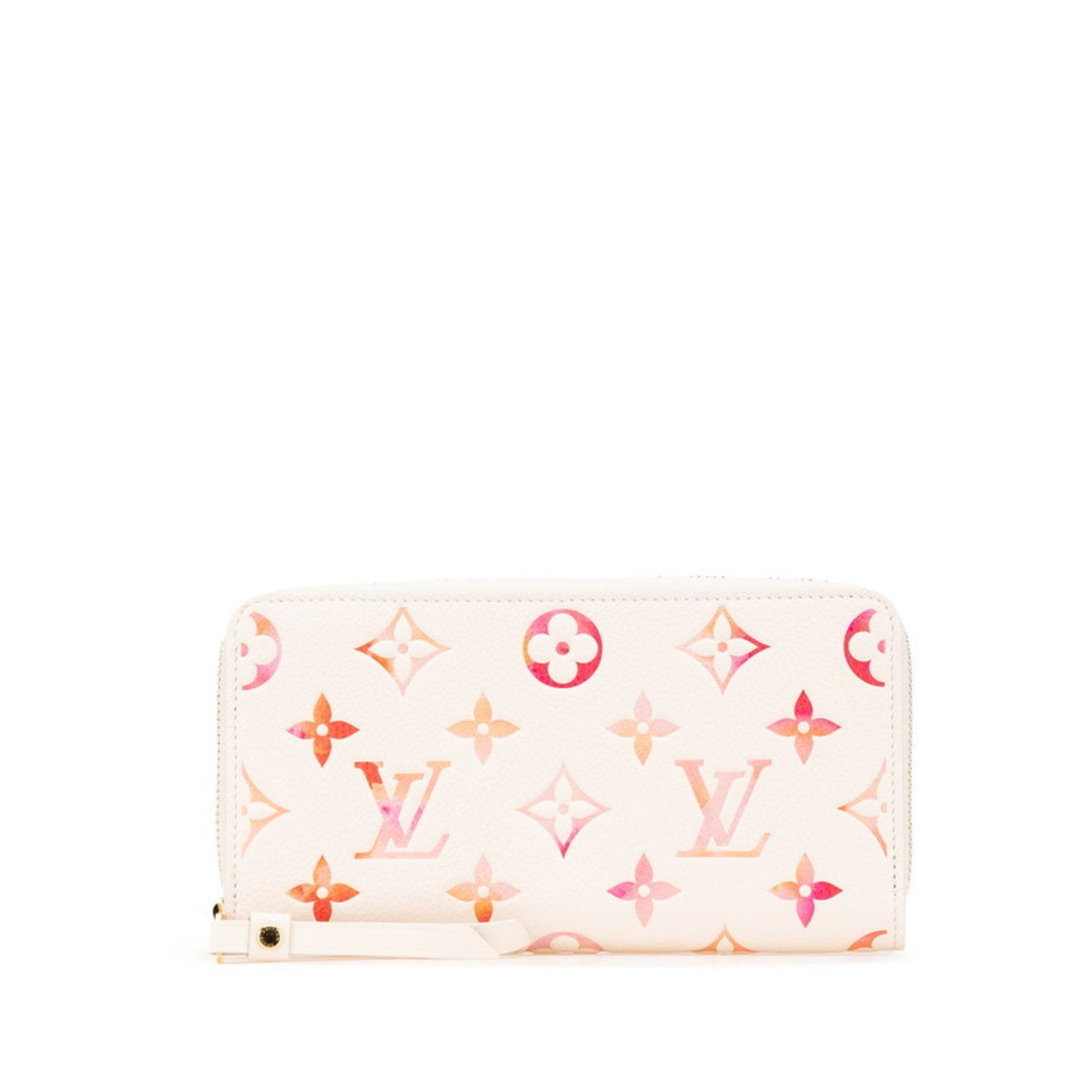 Louis Vuitton Monogram Empreinte Zippy Wallet, Sunrise Aquarelle, Round Zip Long Wallet White and Pink Leather