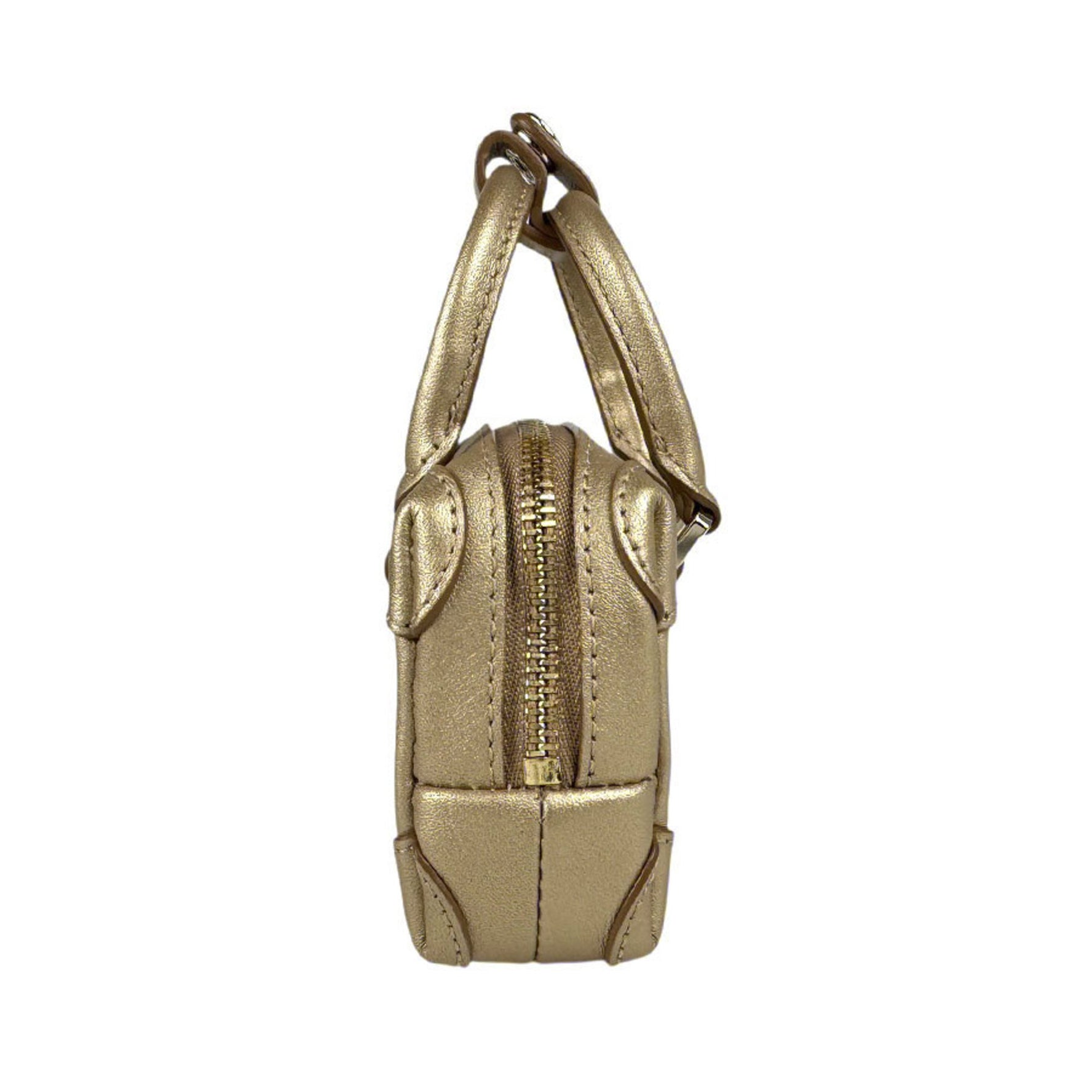 MCM Pouch Leather Gold Black