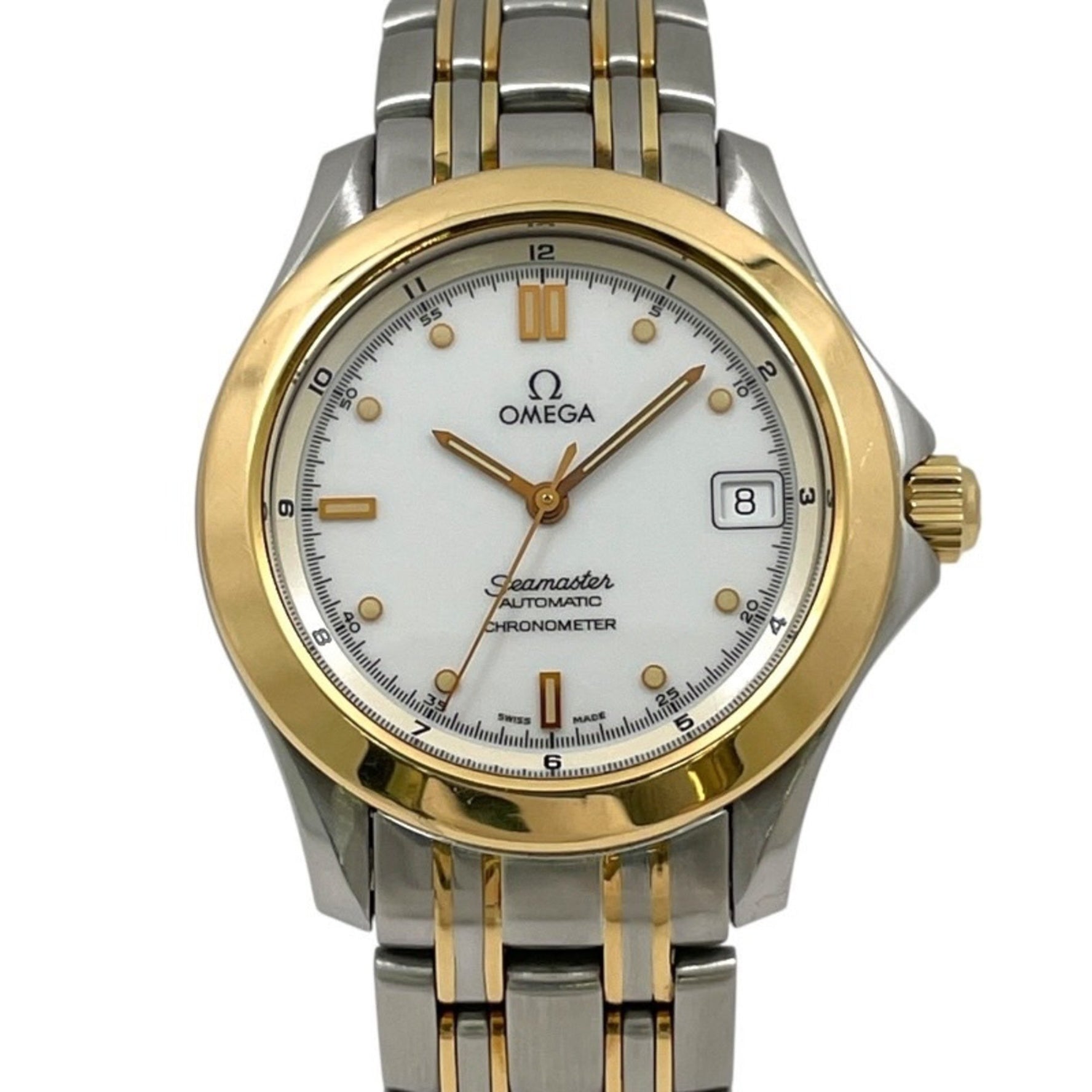OMEGA Seamaster Chronometer 2301.20 Automatic Watch, Stainless Steel, Yellow Gold, Date Display, White Dial