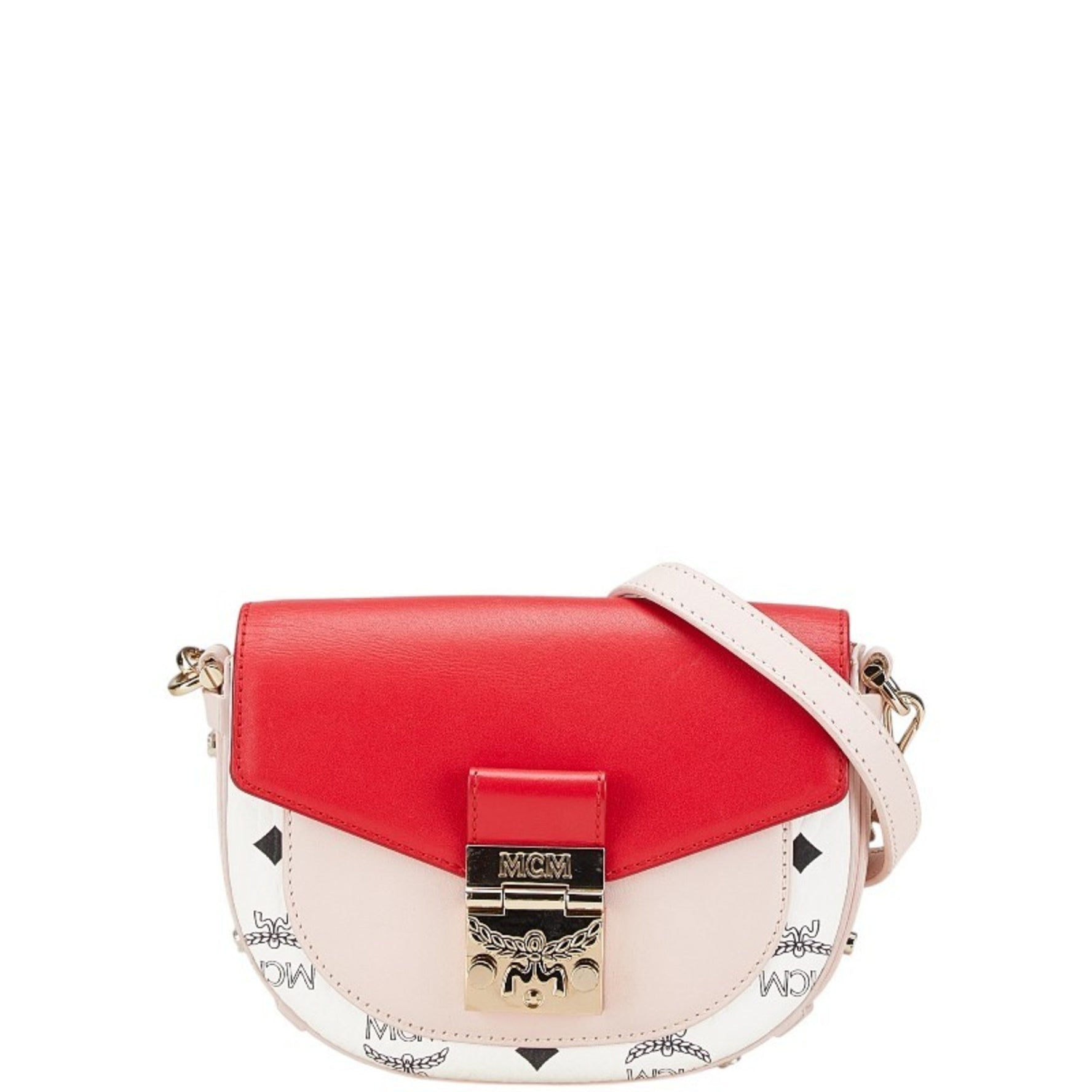 MCM Visetos Valentine's Day Limited Edition Crossbody Chain Shoulder Bag Pink Red Leather