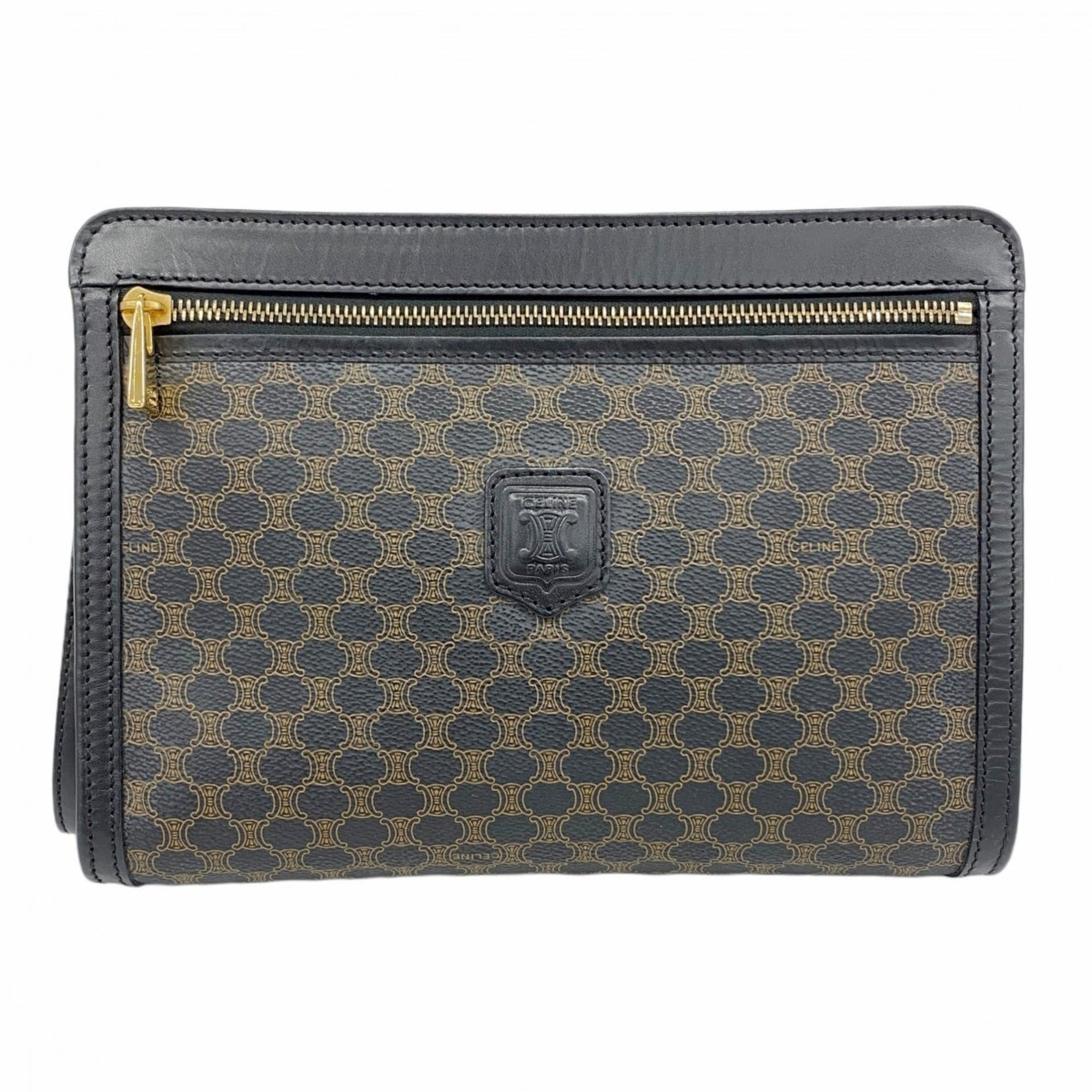 Celine Clutch Bag Macadam Black Brown