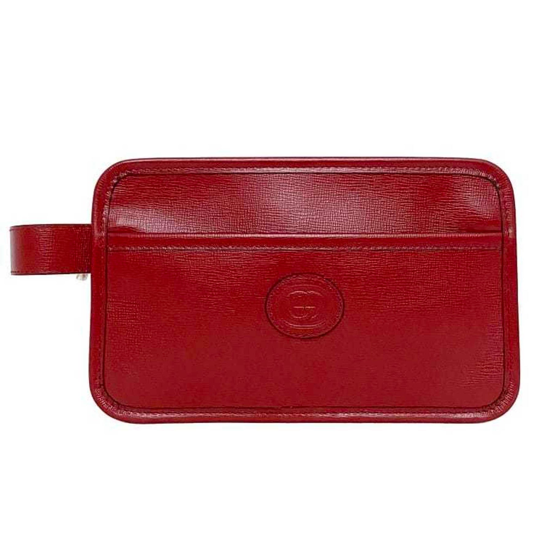 Gucci clutch bag red interlocking leather second handbag GG strap with handle
