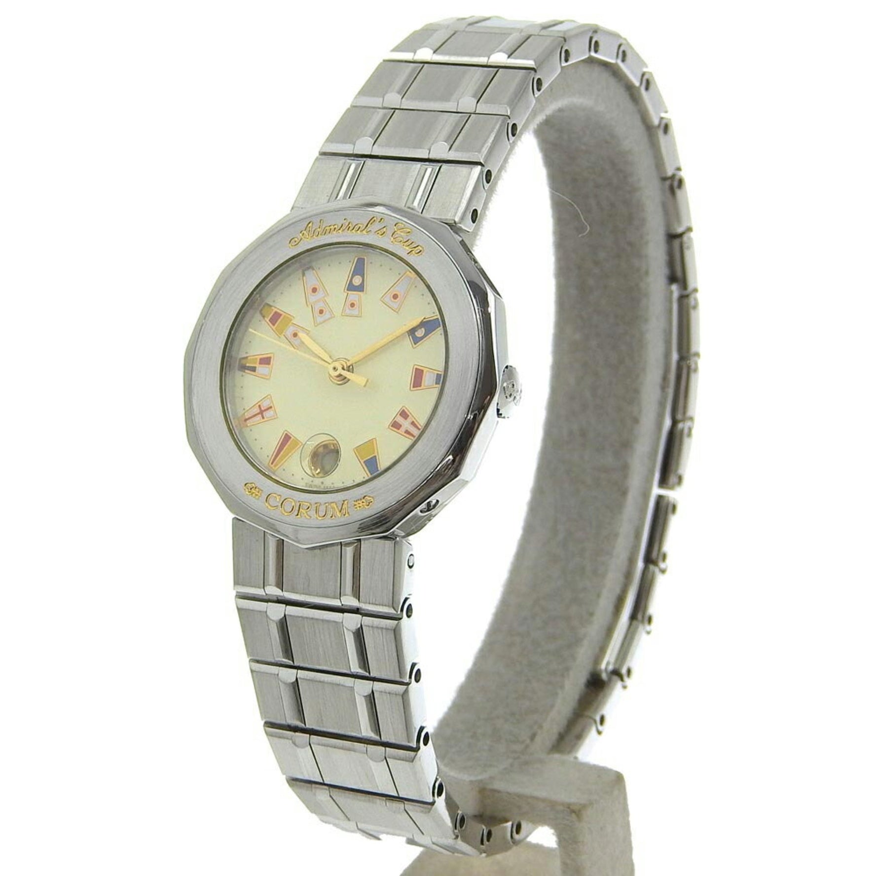 Corum Admiral's Cup Watch 39.610.20 V050 Stainless Steel Quartz Analog Display Ivory Dial Admirals Women's G113124009