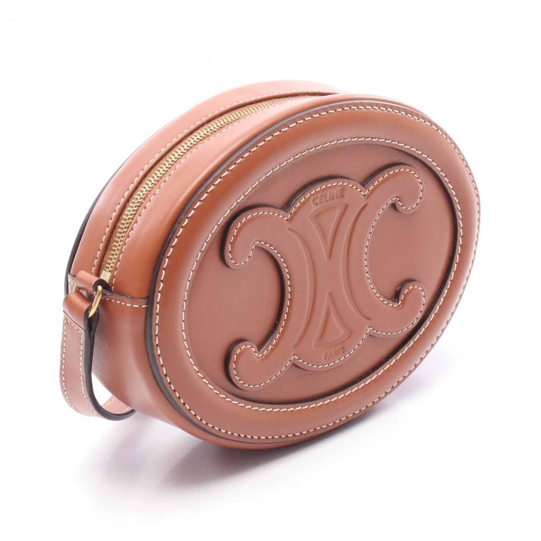 Celine Triomphe Oval Purse Cuir Shoulder Bag, Leather