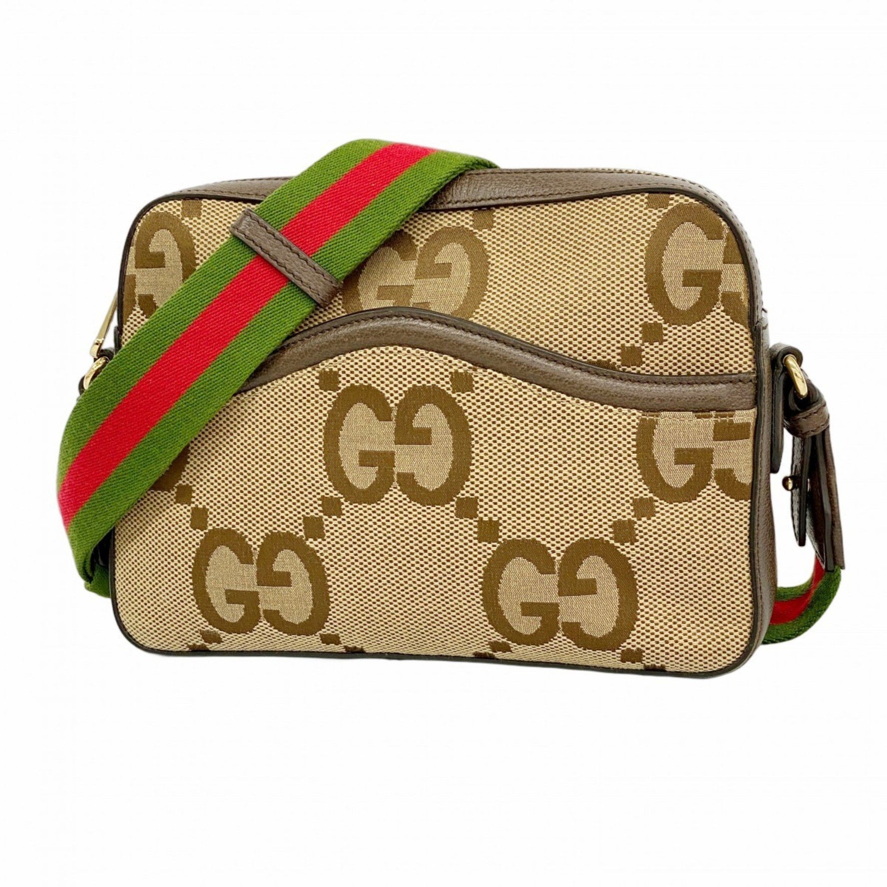 Gucci Jumbo GG Shoulder Bag Canvas Beige Brown Men's