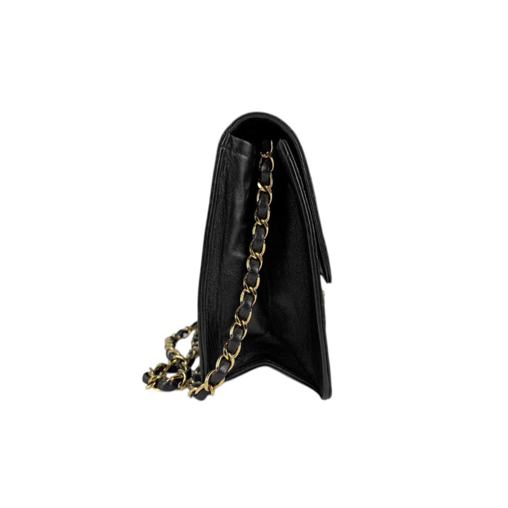 CHANEL Shoulder Bag Matelasse Leather Metal Gold