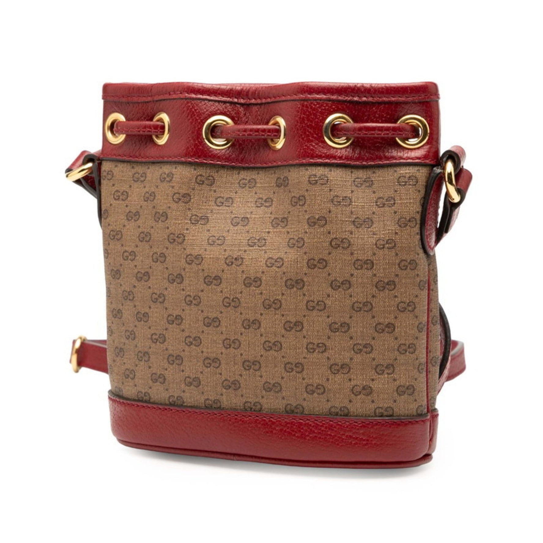 Gucci x Doraemon Mini GG Supreme Bucket Bag Shoulder Brown and Red Leather