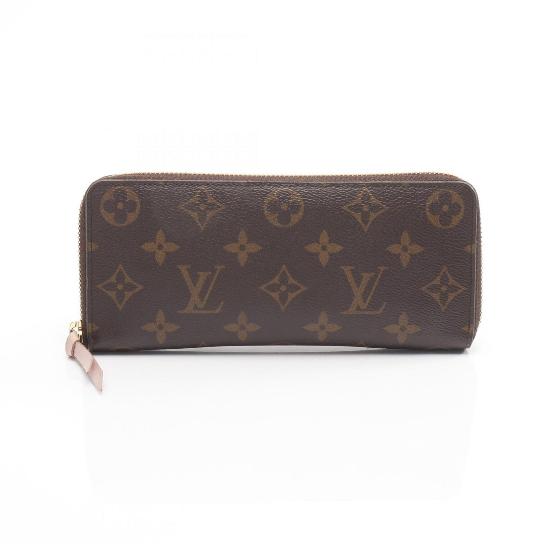 Louis Vuitton Portefeuille Clemence Round Long Wallet, Leather, Monogram, Brown and Pink