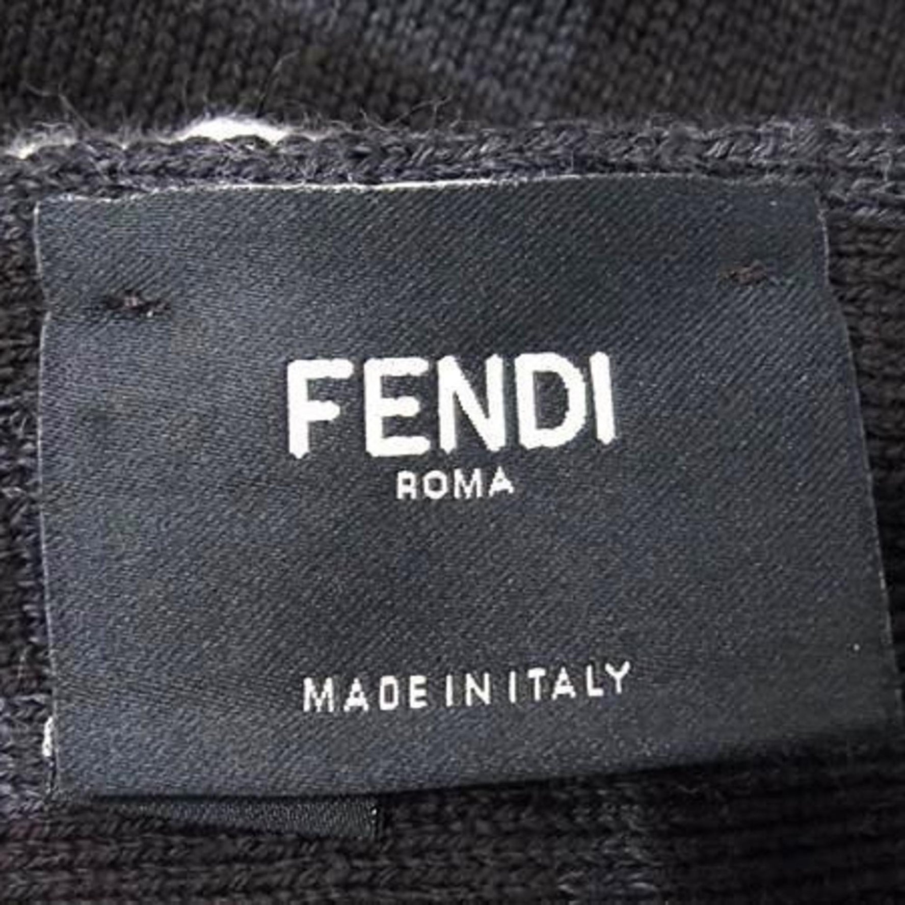 FENDI Zucca Men's Wool Scarf in Dark Brown and Navy