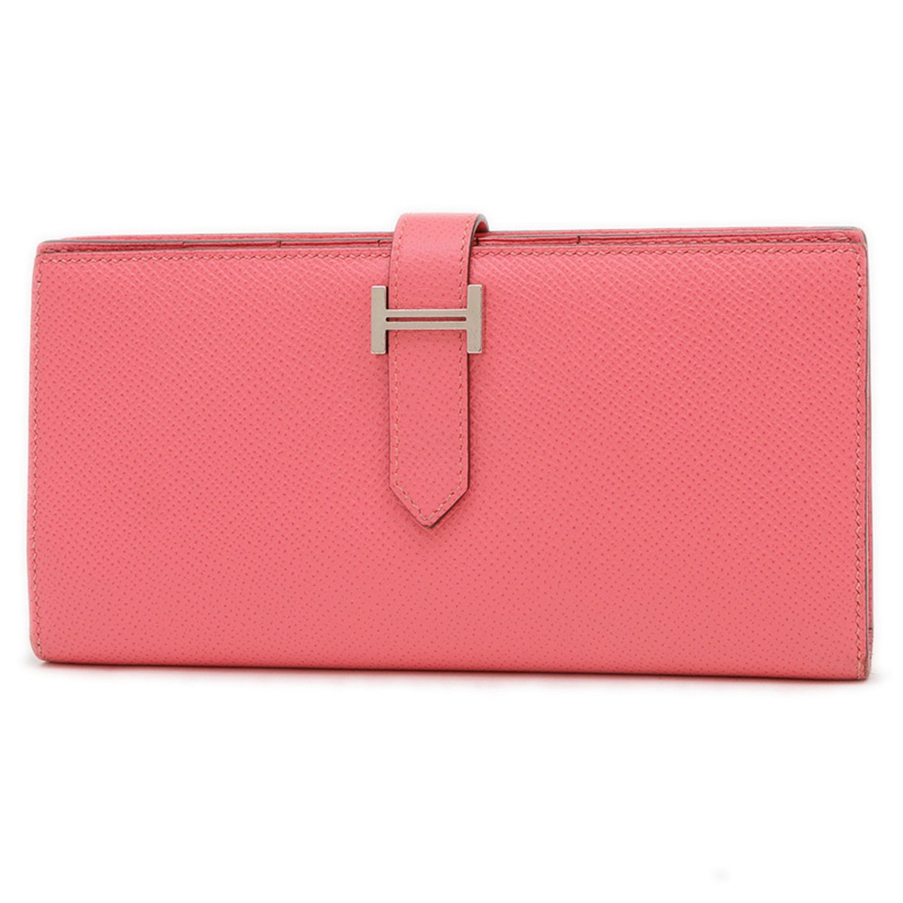 Hermes Hermès Bearn Soufflet Long Wallet, Epson Rose Azalee, Silver Hardware, D Stamp