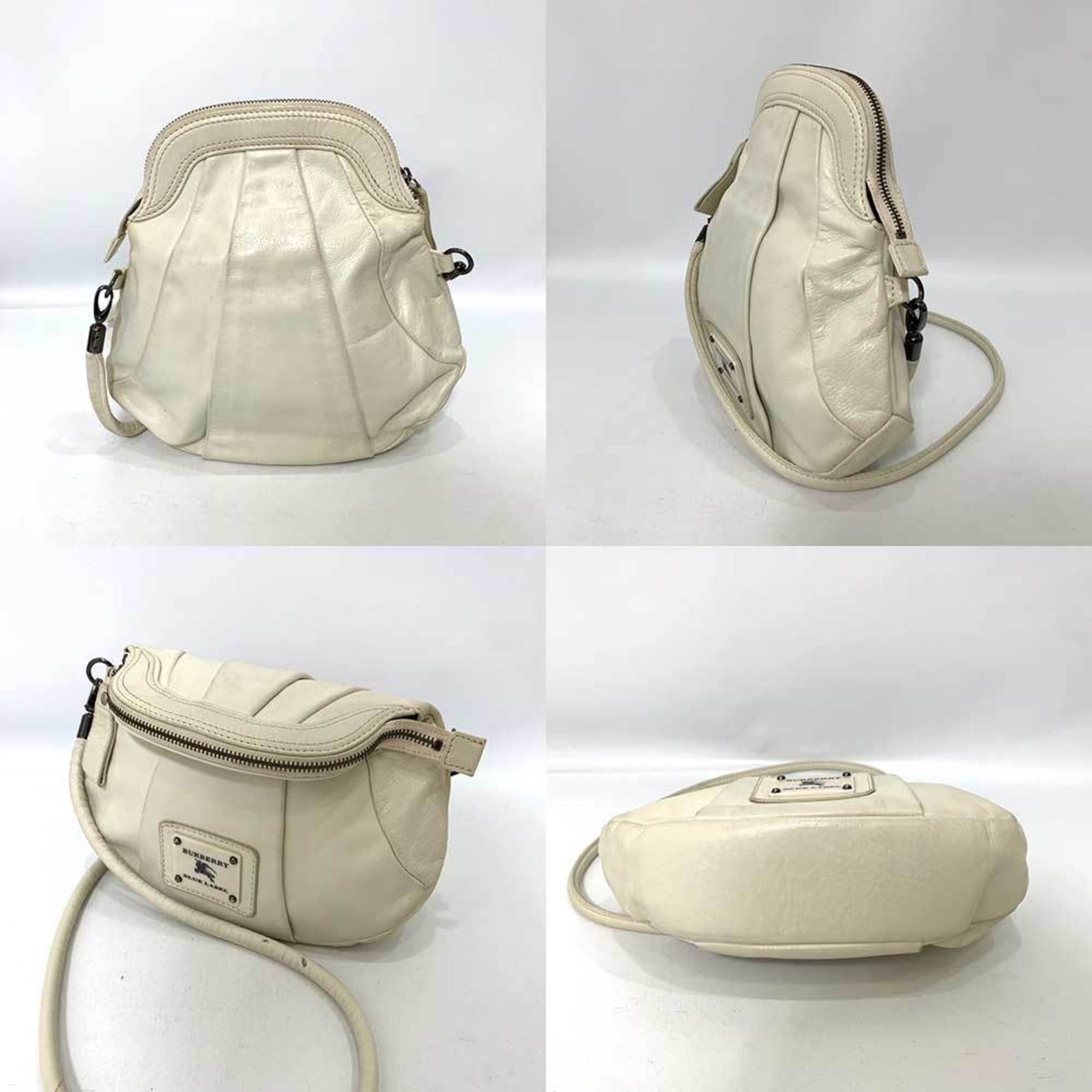 Burberry Bag Shoulder White Pochette Gourd Plate Horse Motif Blue Label Ladies Leather BURBERRY