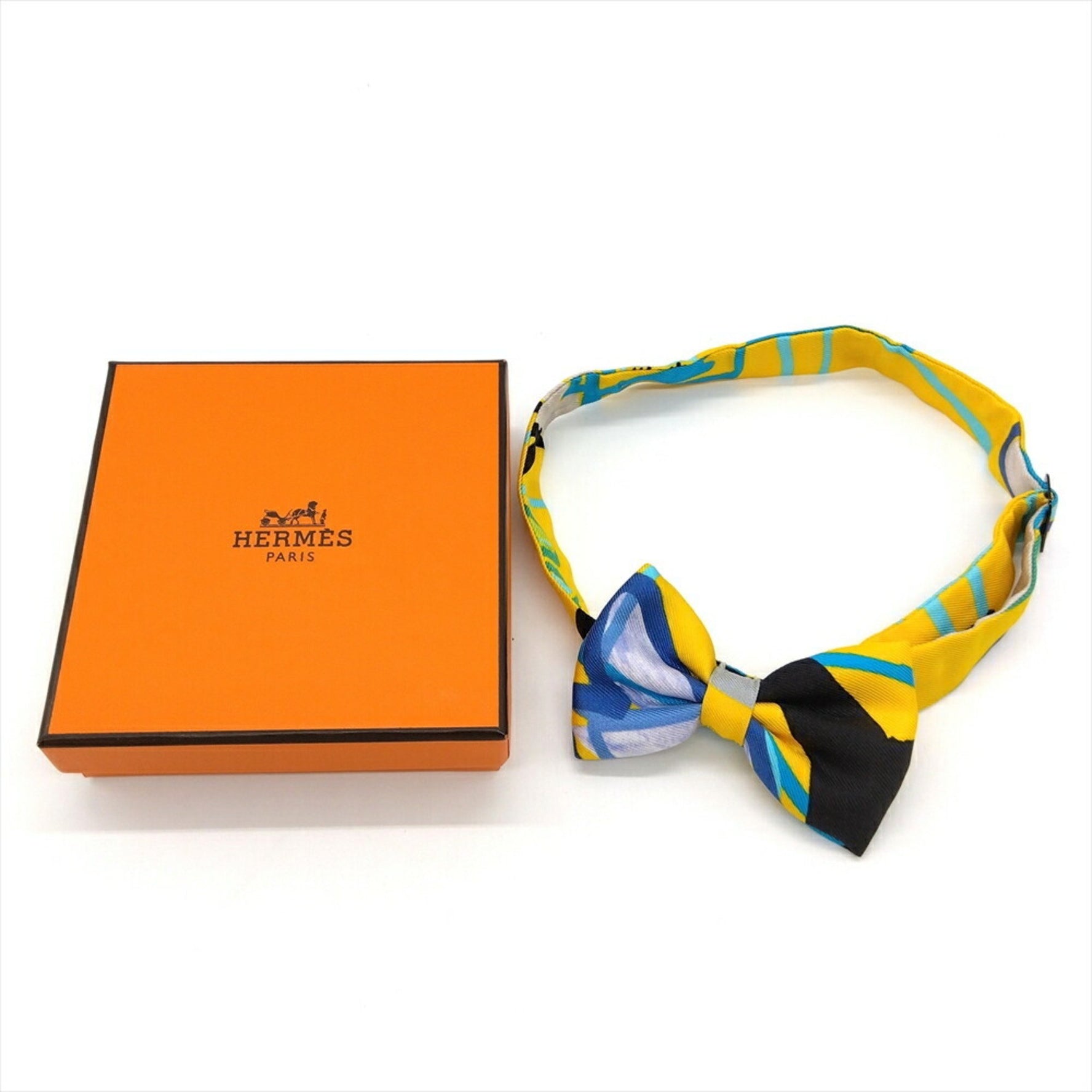 Hermes Nouveau Papillon Necktie Silk Yellow Bow Tie Ribbon