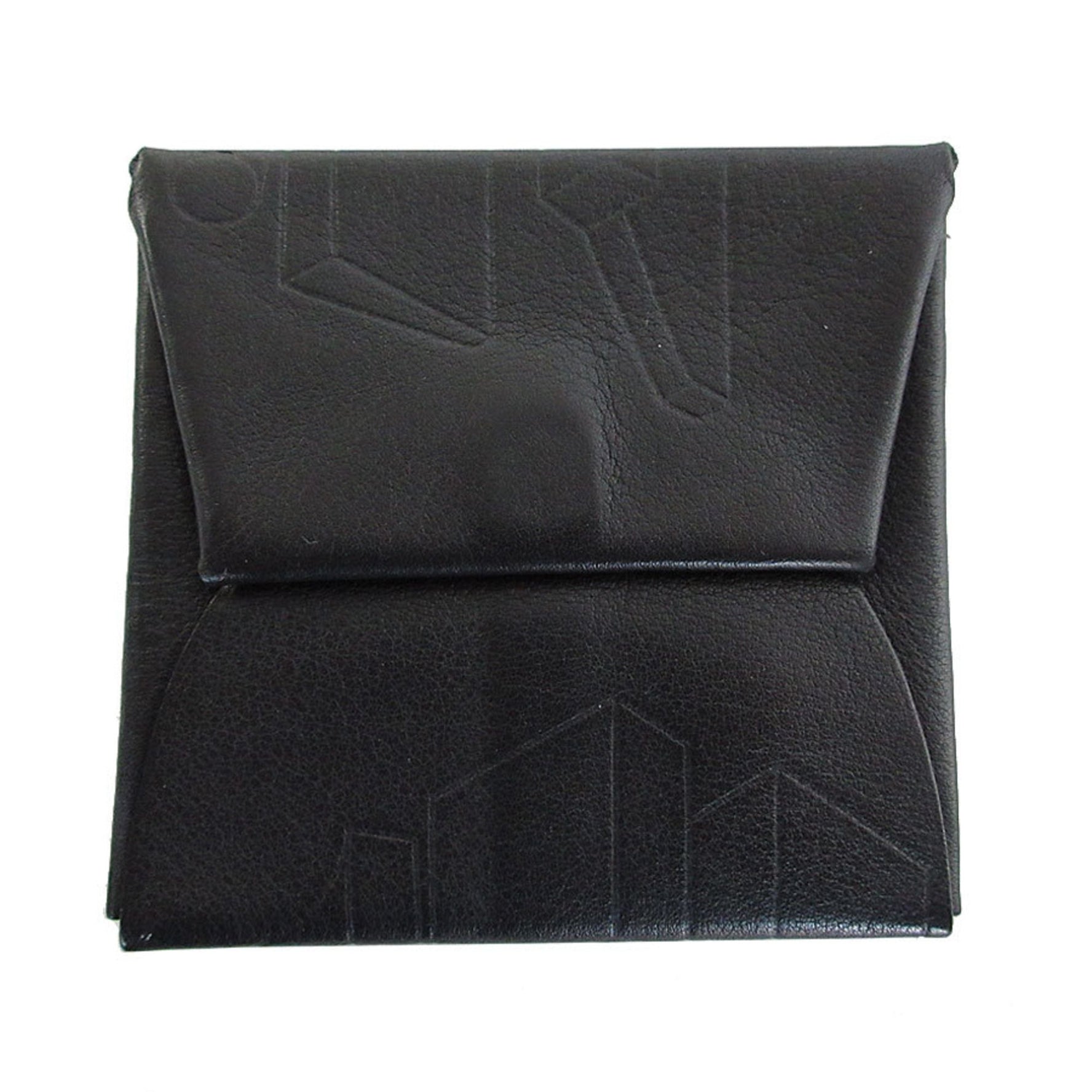 Hermes HERMES Wallet/Coin Case Bastia Embossed Leather Black Men's s0484g