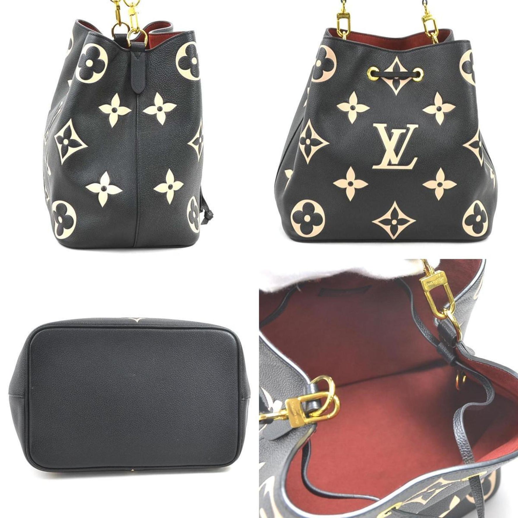 Louis Vuitton Handbag Shoulder Bag Bicolor Monogram Empreinte NeoNoe MM Black x Beige