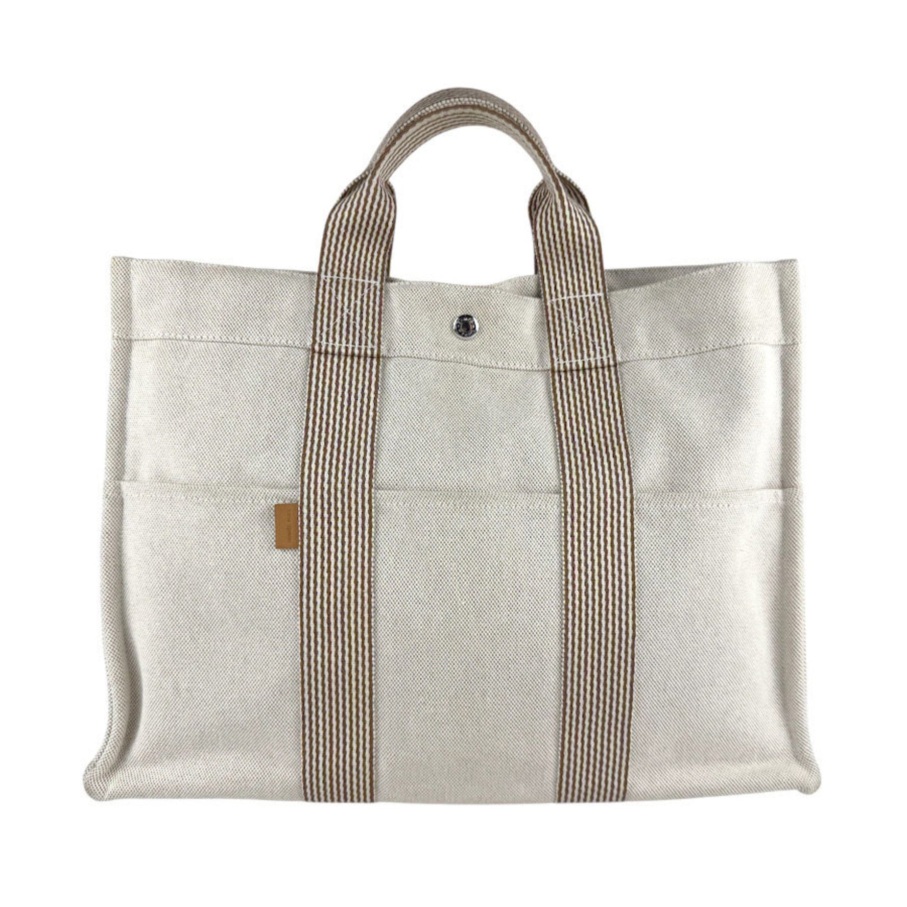 Hermes Hermès New Foule MM Handbag Tote Bag, Cotton, Silver, Men's/Women's