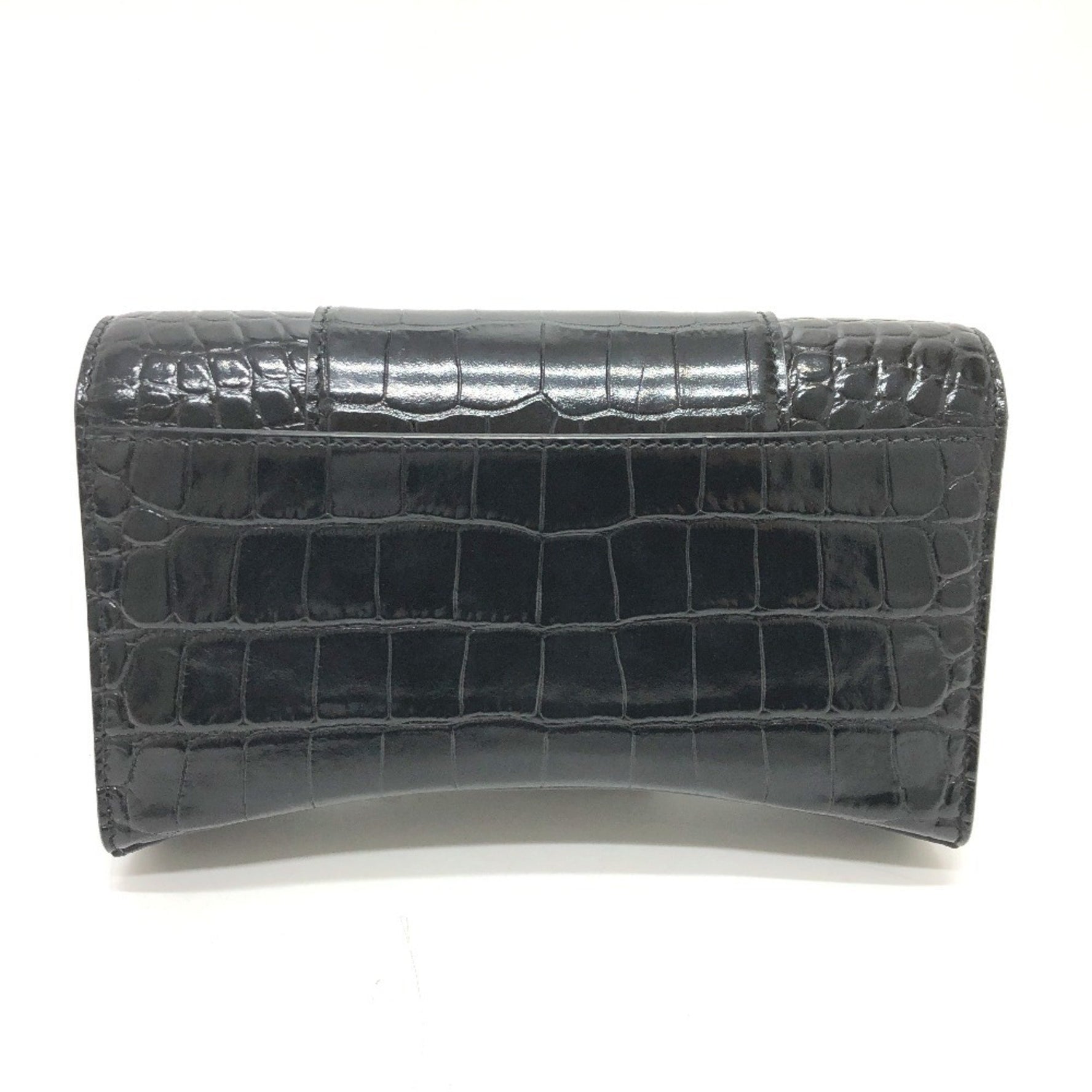 BALENCIAGA B Logo Hourglass Chain Wallet Shoulder Bag Leather