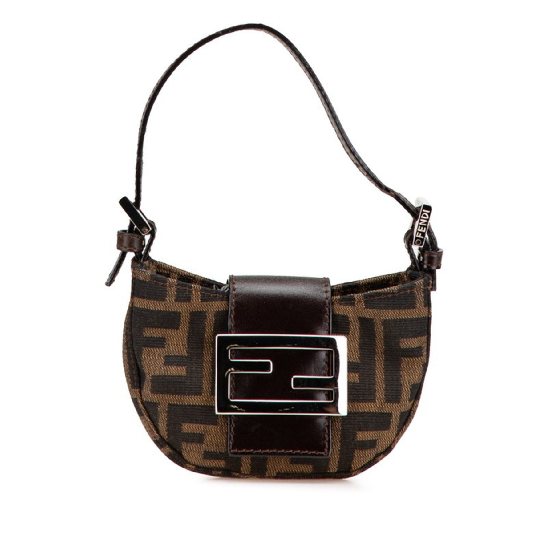 Fendi Zucca Mini Croissant Handbag Pouch Canvas and Leather