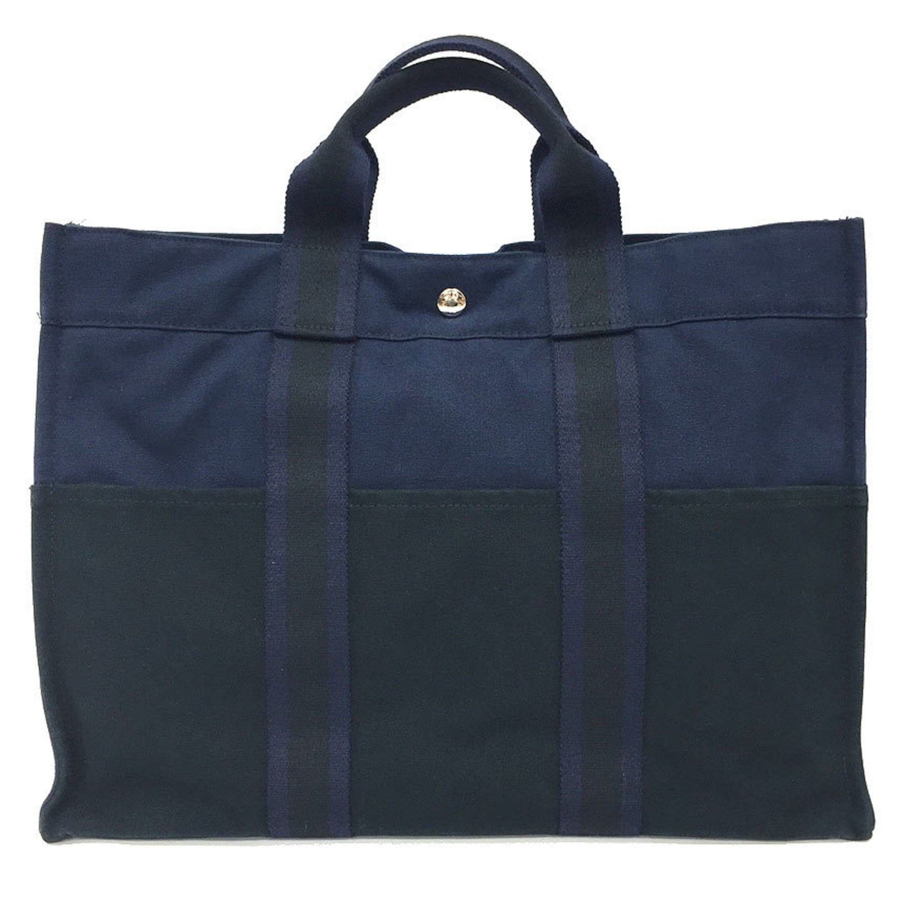 HERMES Foule MM Tote Bag Hand Navy x Black