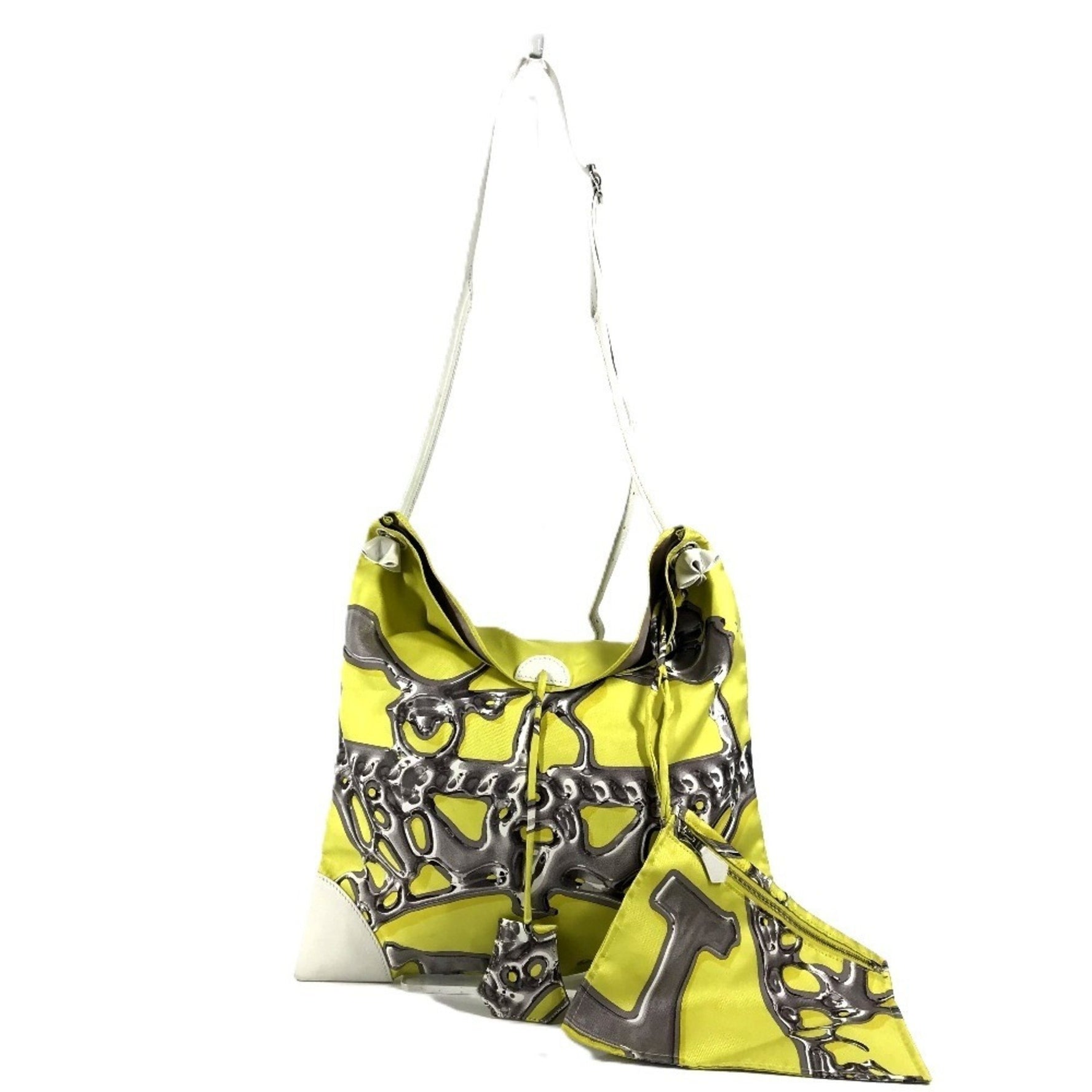 HERMES Silky City PM Crossbody Bag with Pouch Shoulder Silk Leather Yellow