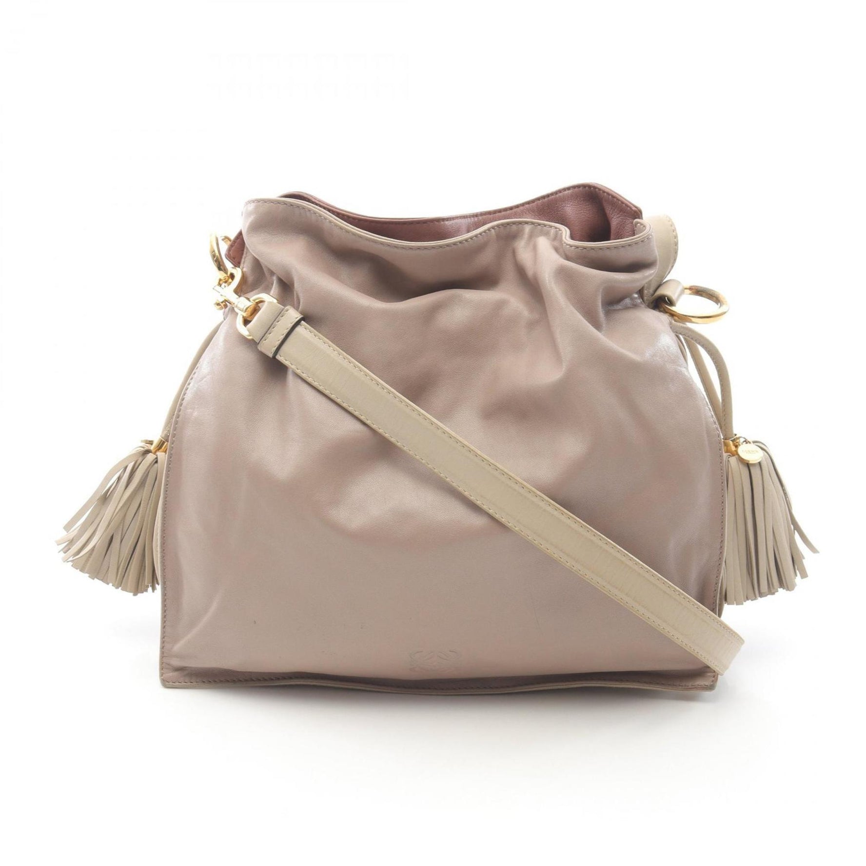 LOEWE Flamenco Shoulder Bag, Leather, Beige and Pink