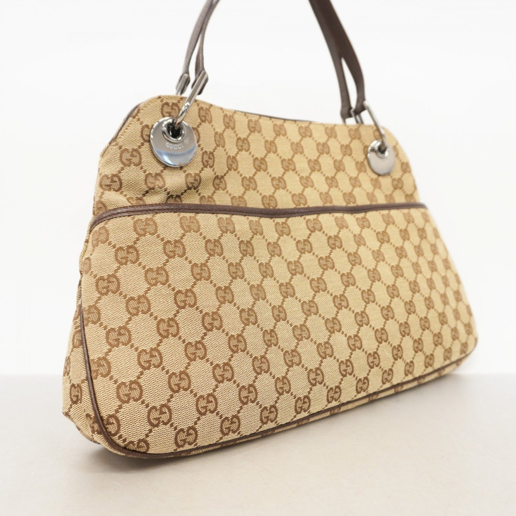 Gucci Tote Bag GG Canvas Beige Brown Women's