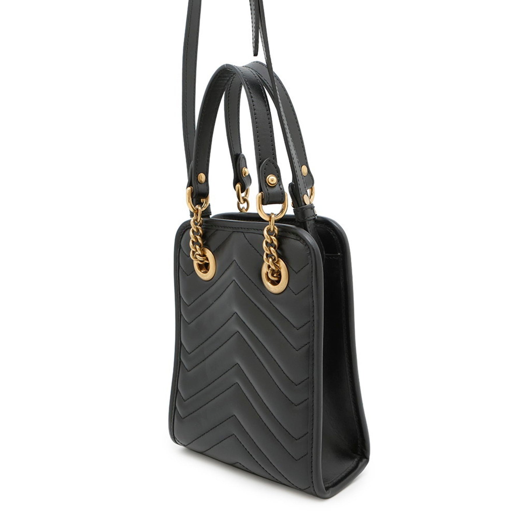 Gucci GG Marmont Quilted Mini Leather Handbag GUCCI 2-Way Black