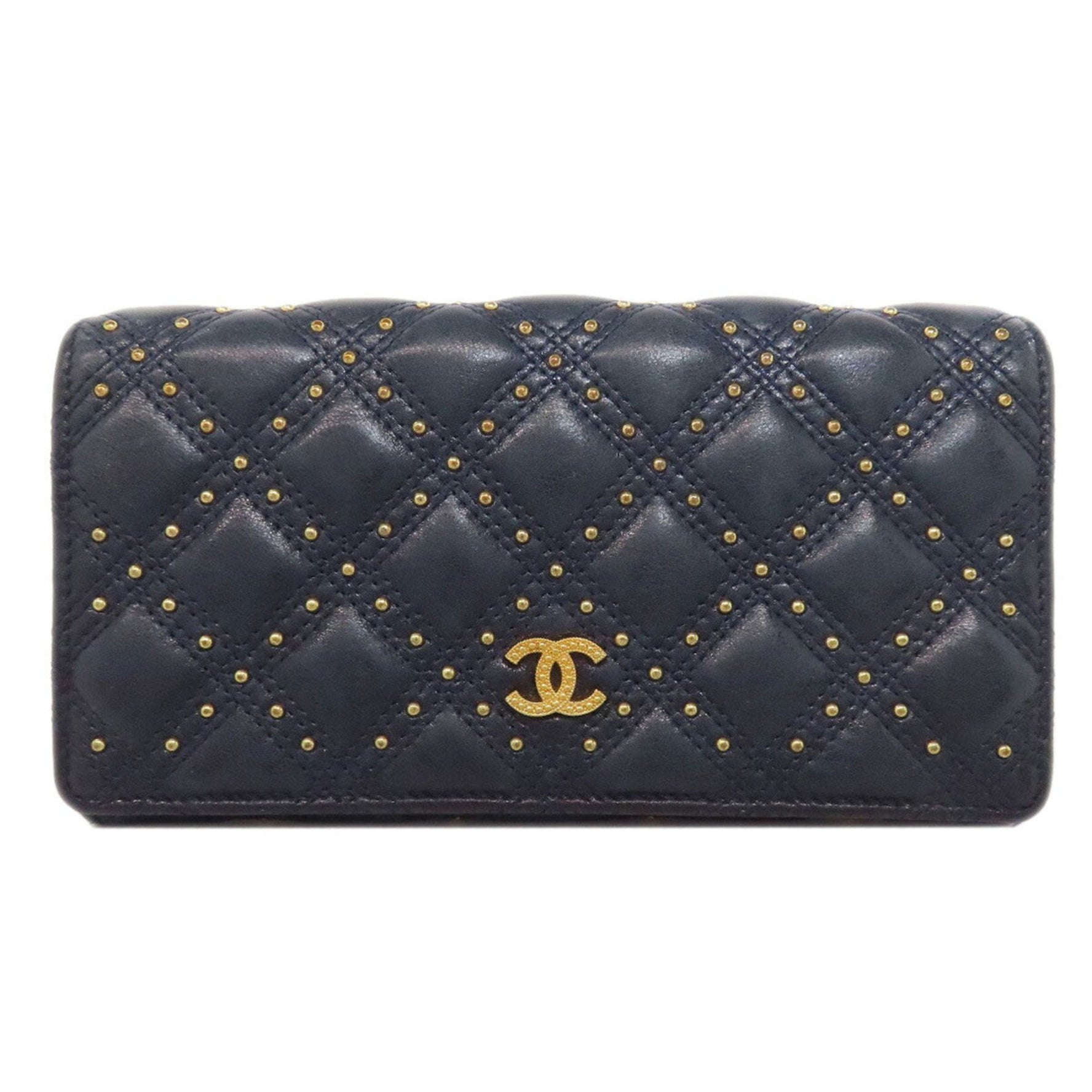 Chanel Studded Coco Mark Long Wallet Lambskin