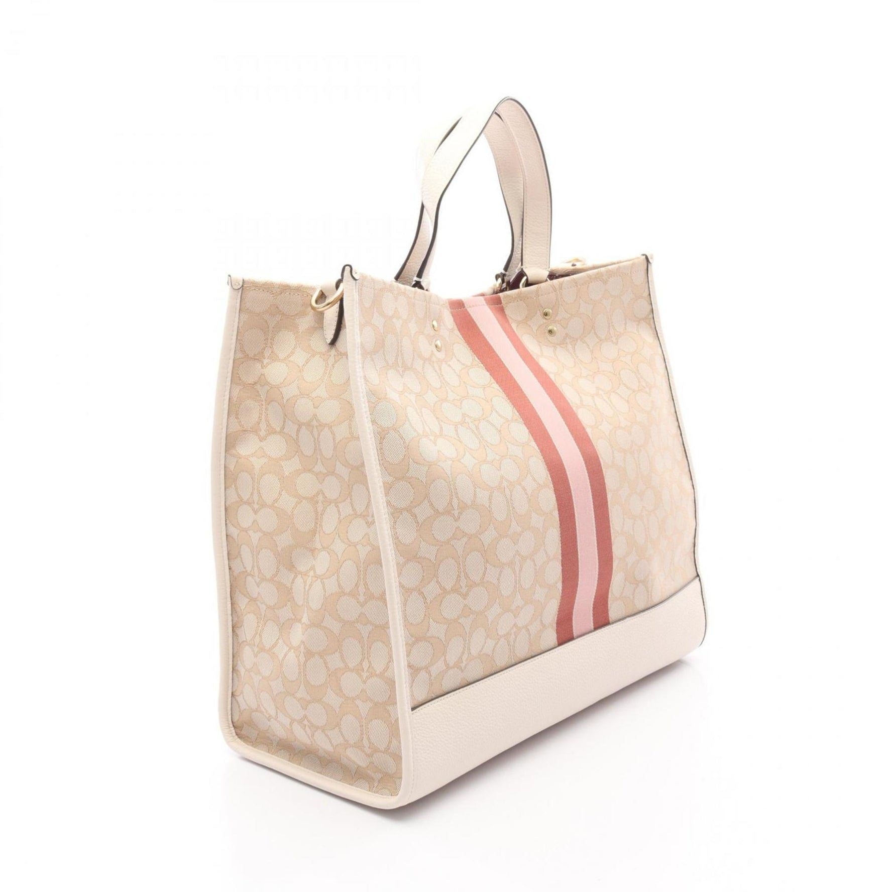 Coach Dempsey Tote 40, Outline Signature Bag, Canvas and Leather, Men's Beige/Multicolor