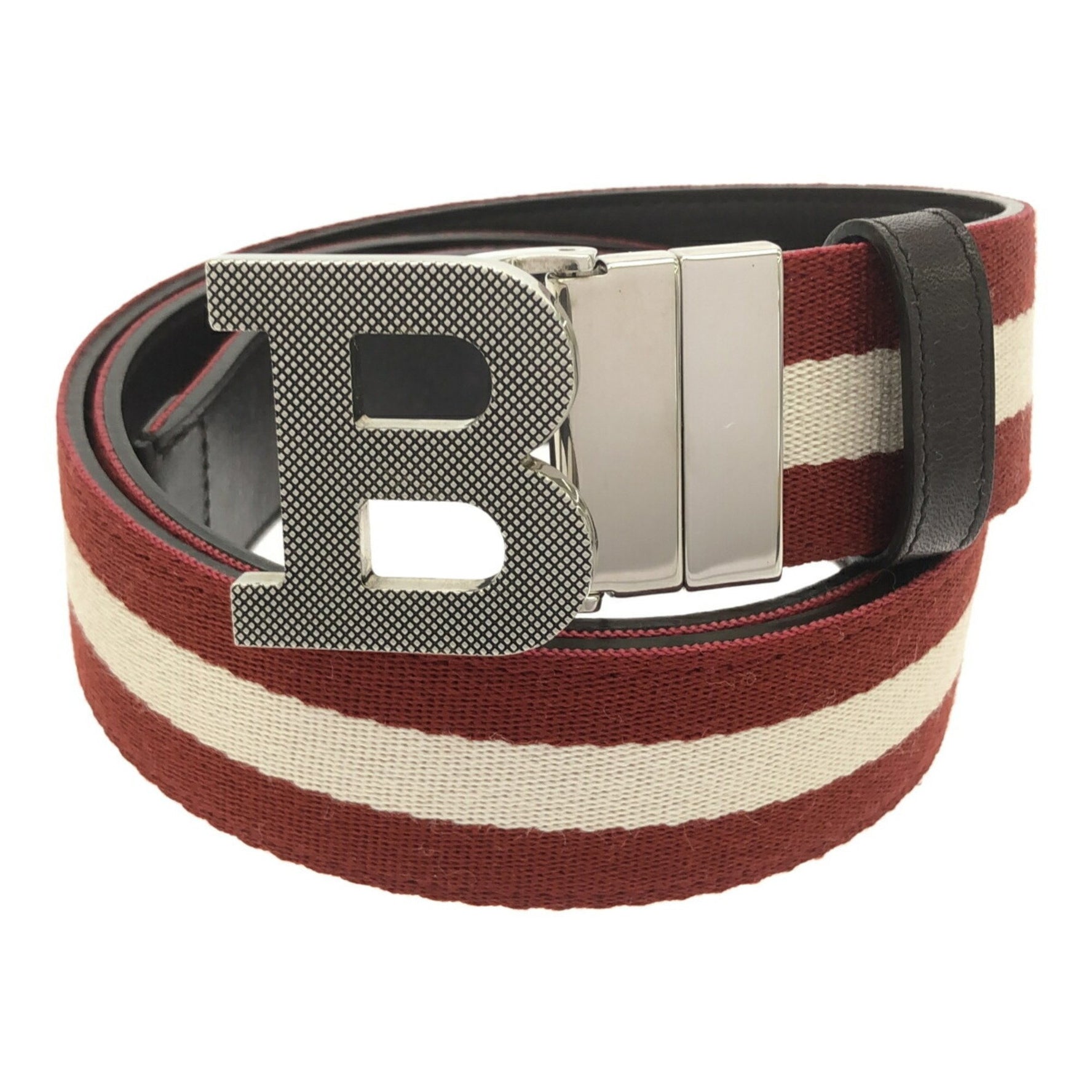 BALLY B BUCKLE BELT 35 Leather GENUINE LEATHER 90/36 Unisex Red x Dark Brown Mikunigaoka Store IT8LKBUUXWD4 RM0210V