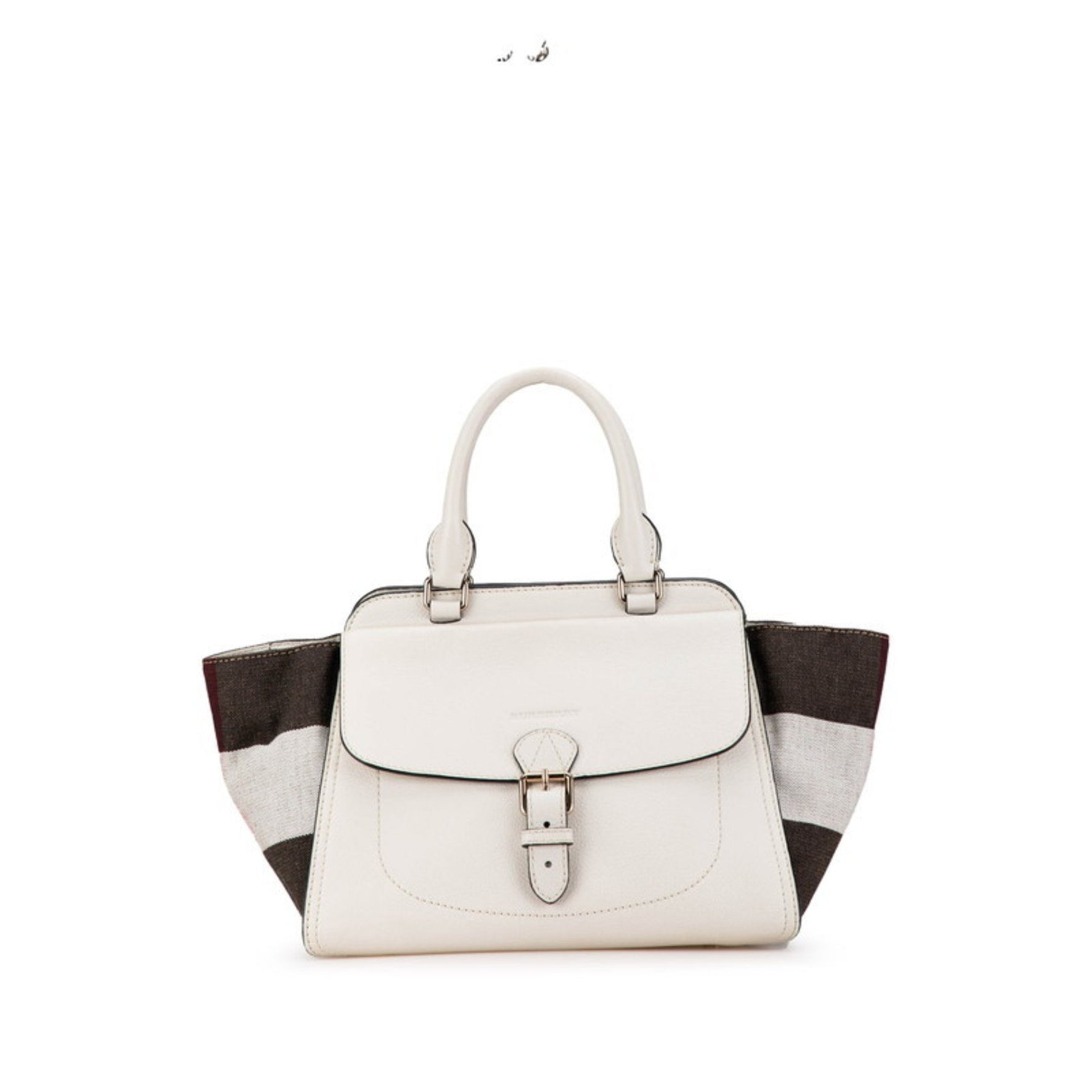 Burberry handbag tote bag white red black leather canvas