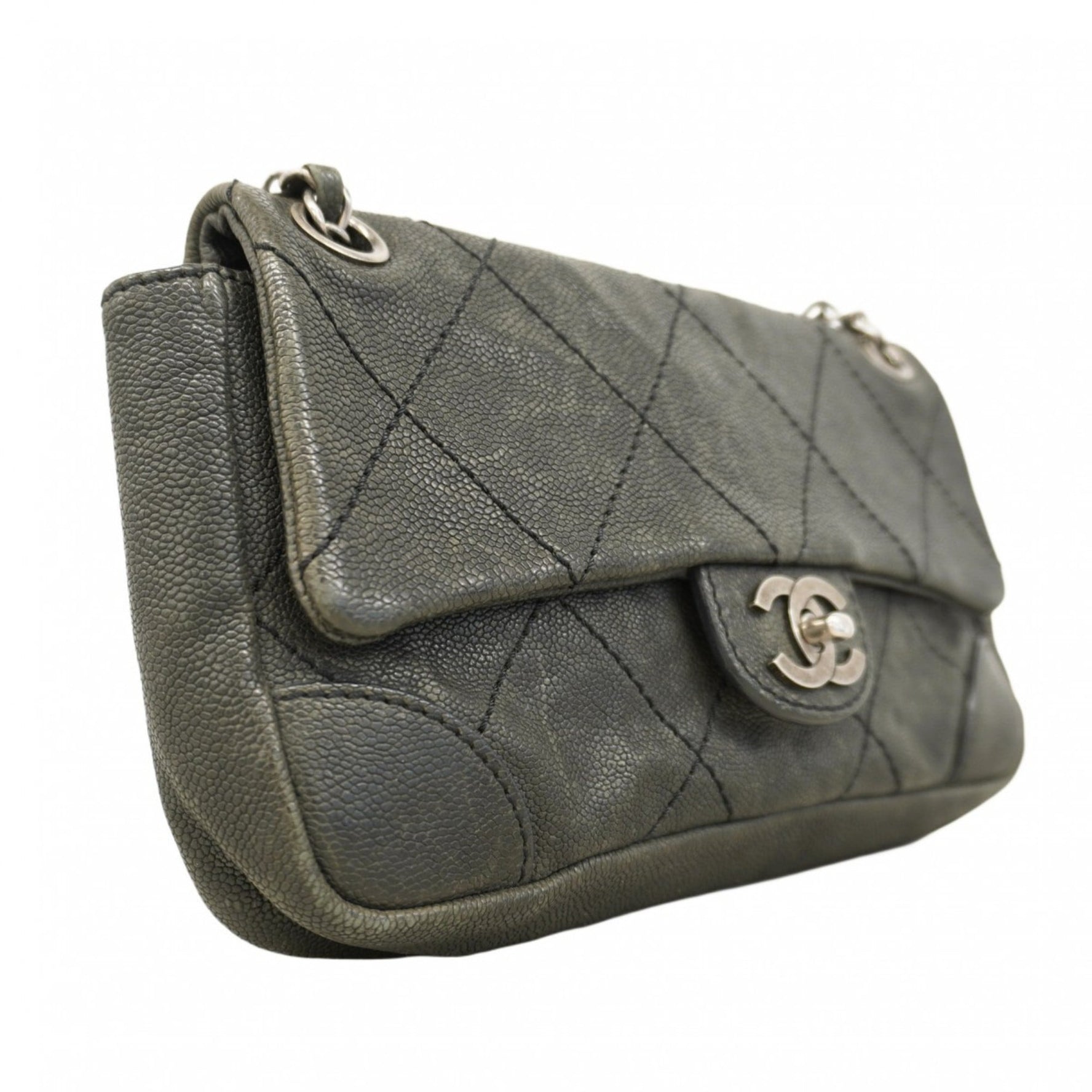 CHANEL Shoulder Bag Wild Stitch W Chain Caviar Skin