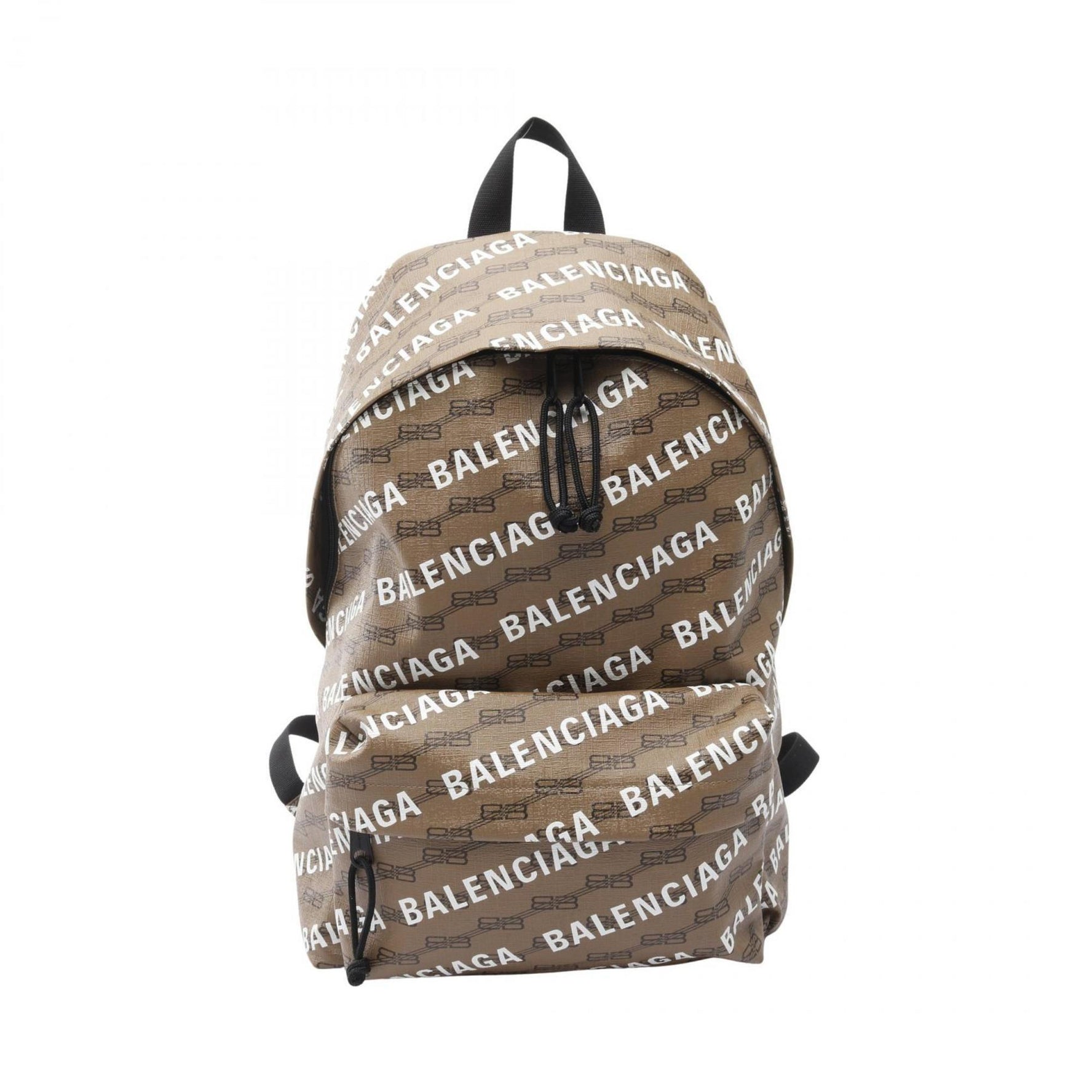 Balenciaga Signature Rucksack, Coated Canvas, Men's and Brown Black