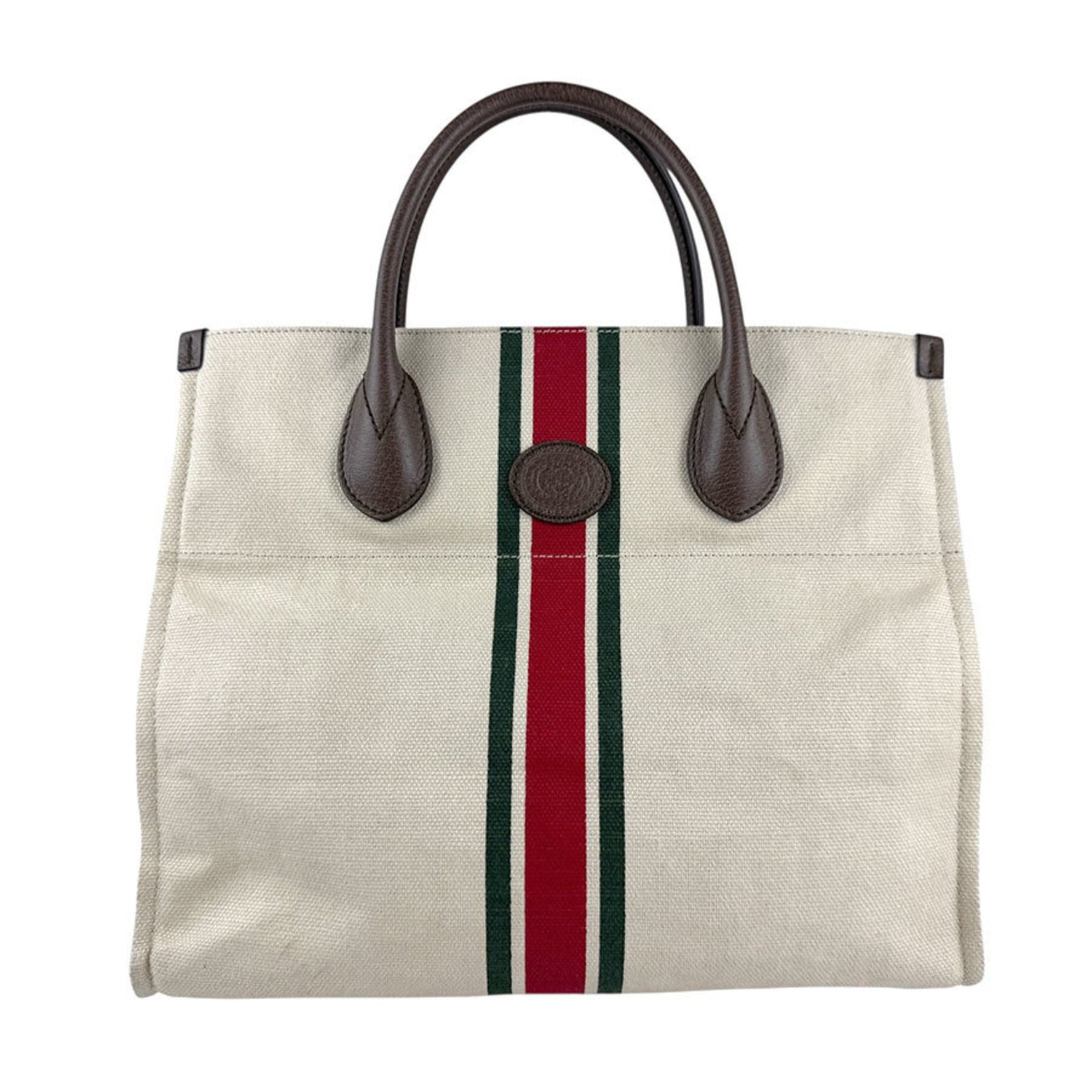 Gucci Sherry Line Foldable Tote Bag in Ivory and Brown Canvas Leather