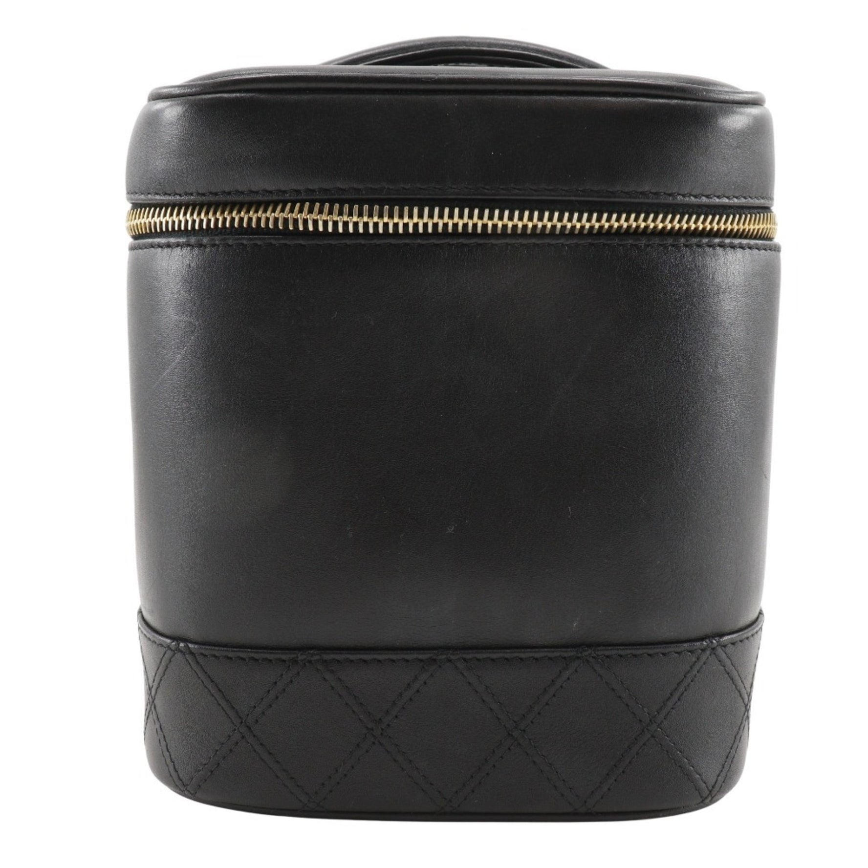 CHANEL Vanity Pouch Handbag Lambskin Black Women's