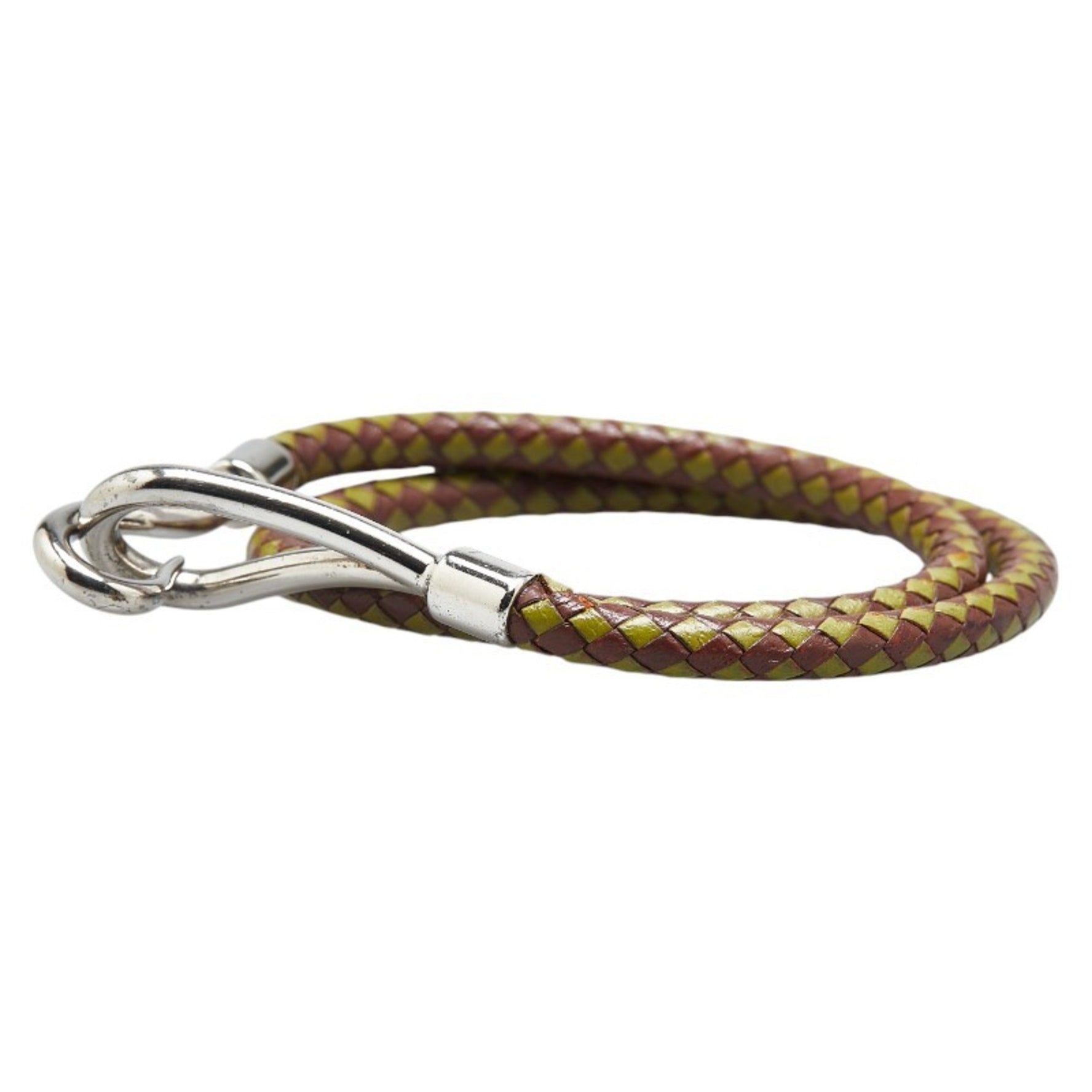 Hermes Jumbo Bracelet Brown Green Leather Women's HERMES