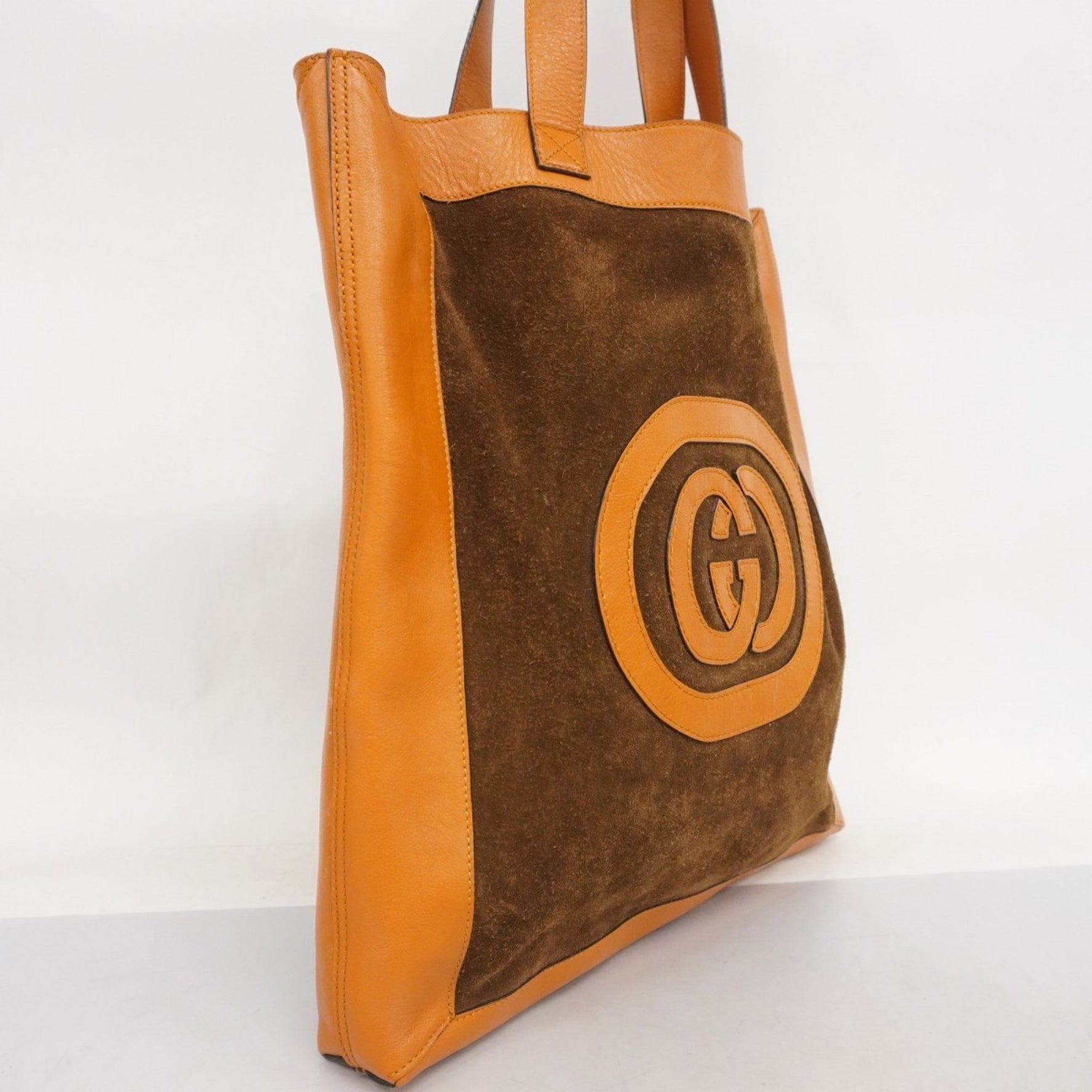 Gucci Interlocking G Tote Bag Suede Leather