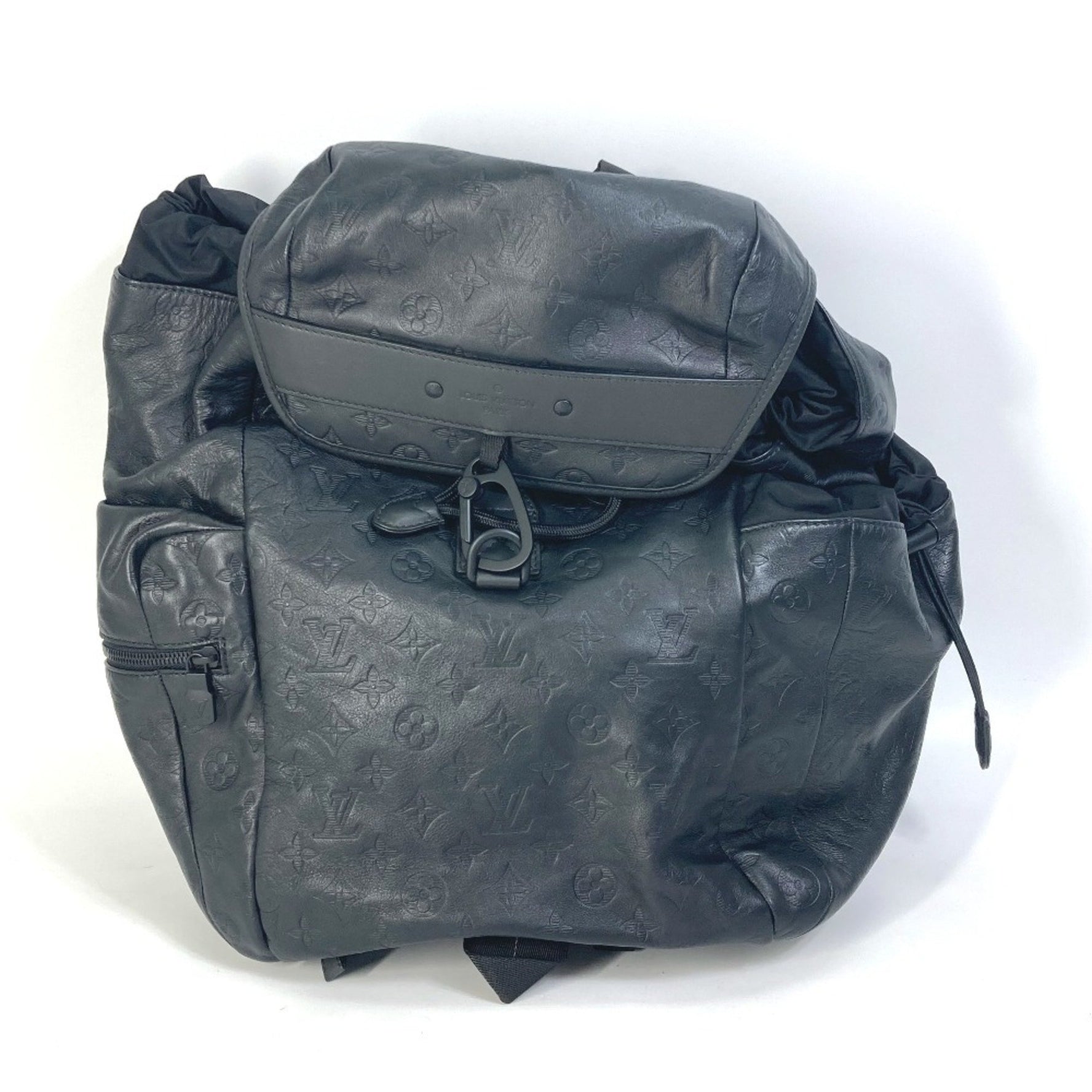 LOUIS VUITTON M43680 Monogram Shadow Discovery Backpack, Leather, Men's, Black