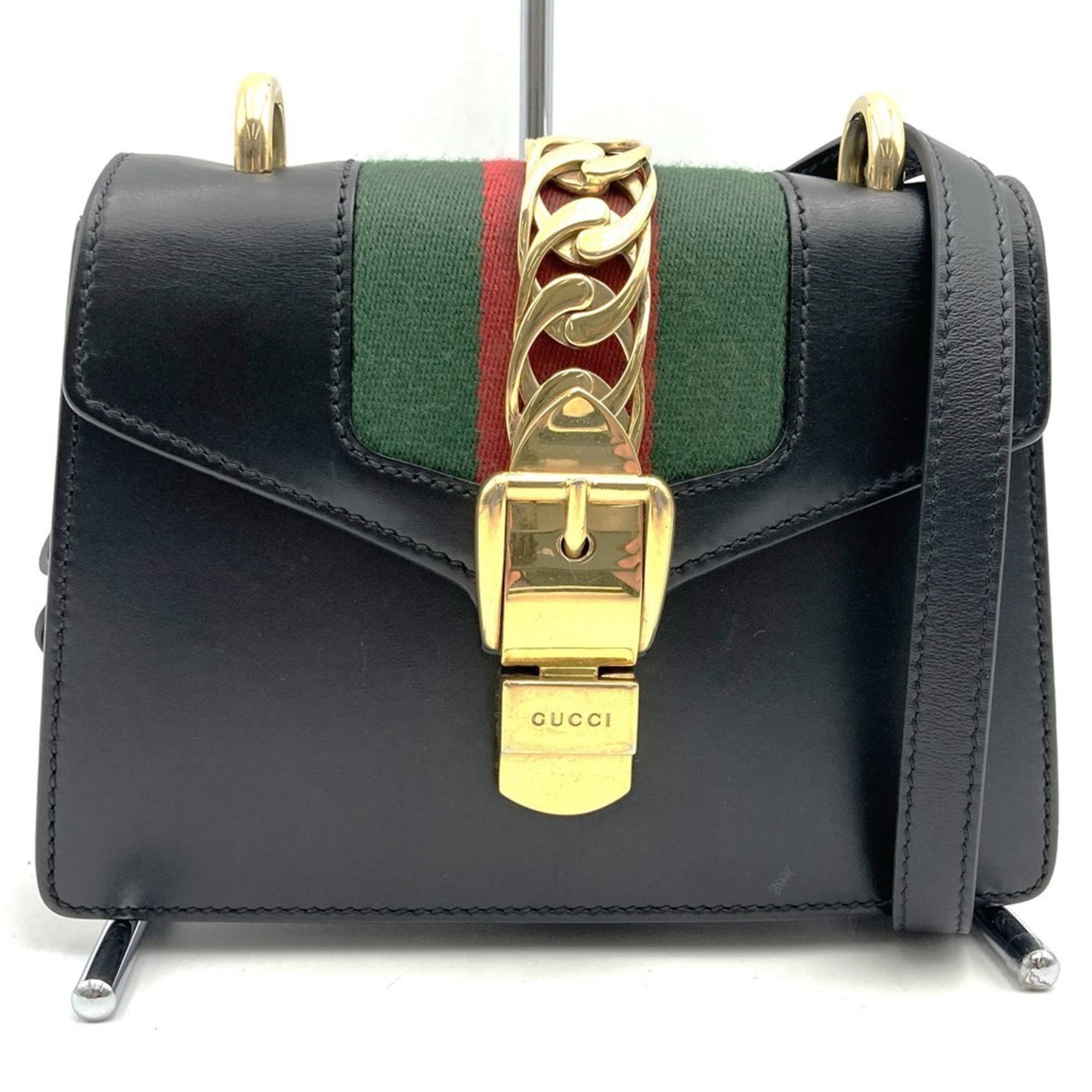 GUCCI Sylvie Shoulder Bag, Sherry Line Chain, Leather