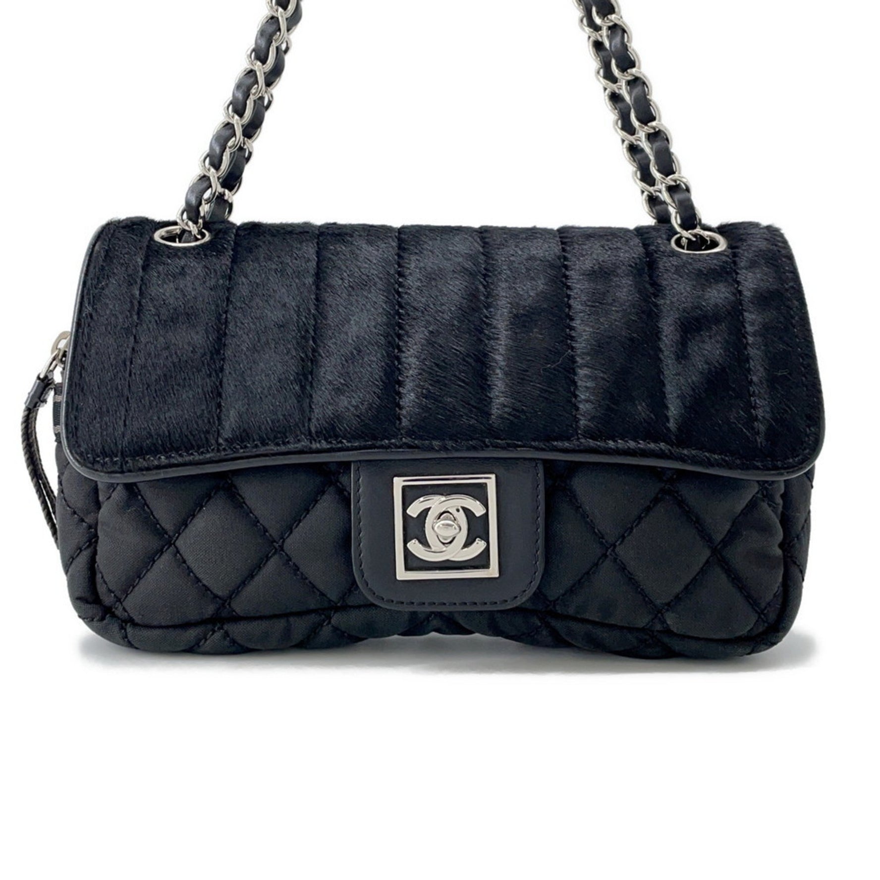 Chanel Chain Shoulder Bag, Matelasse, Coco Mark, Sport Line, Single Flap, Porcelain Canvas