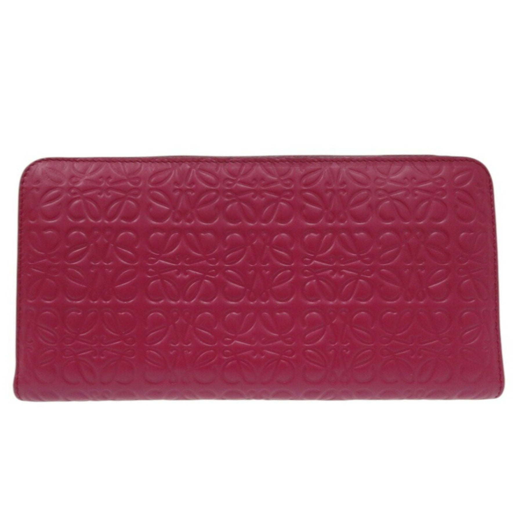 Like new LOEWE Repeat Anagram Round Wallet long wallet in magenta leather