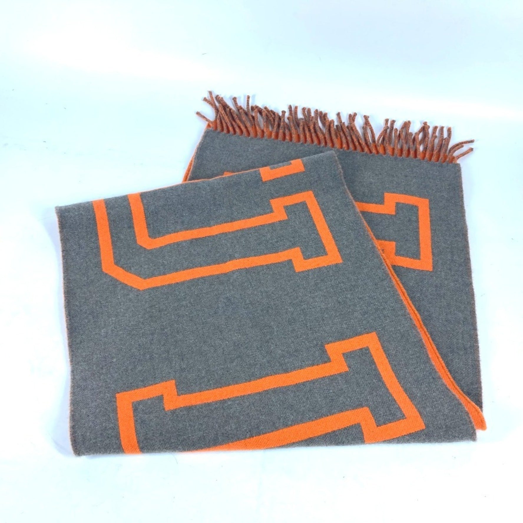 LOUIS VUITTON MP2153 Bicolor Echarpe City Fluo Scarf Wool Cashmere Men's Orange