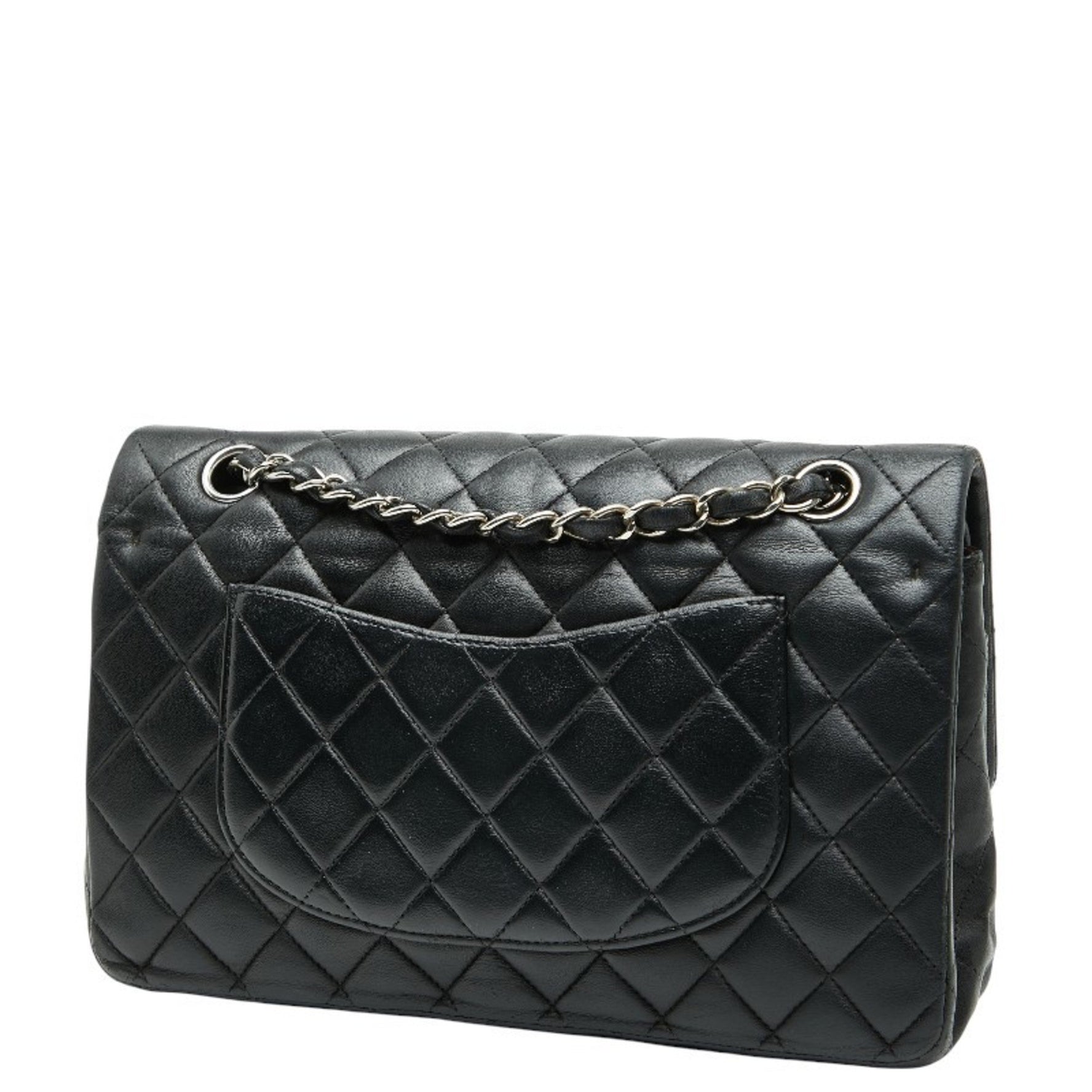 CHANEL Matelasse 25 Coco Mark Double Flap Chain Shoulder Bag in with Silver Hardware and Lambskin
