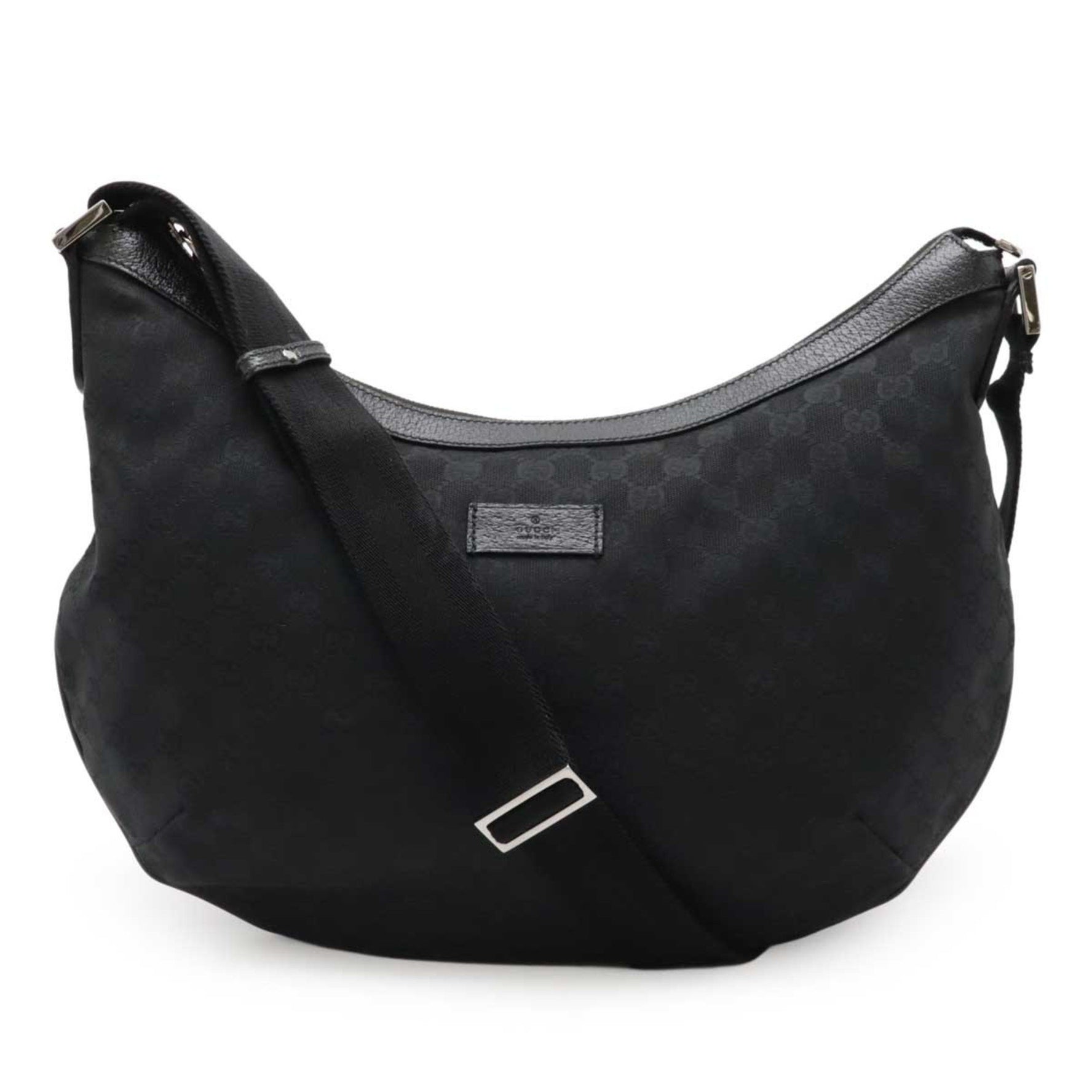 GUCCI GG canvas shoulder bag leather black