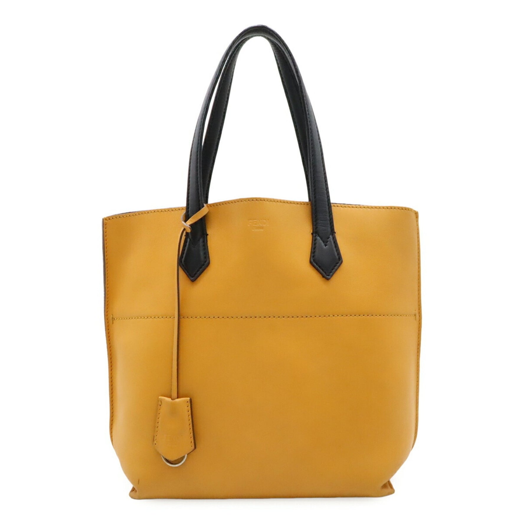 FENDI All-in Tote Bag Shoulder Leather Bicolor Yellow Black