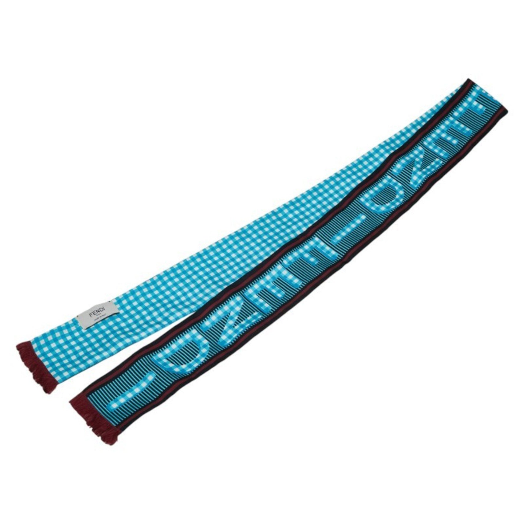 Fendi Rappy Logo Scarf, Light Blue Multicolor
