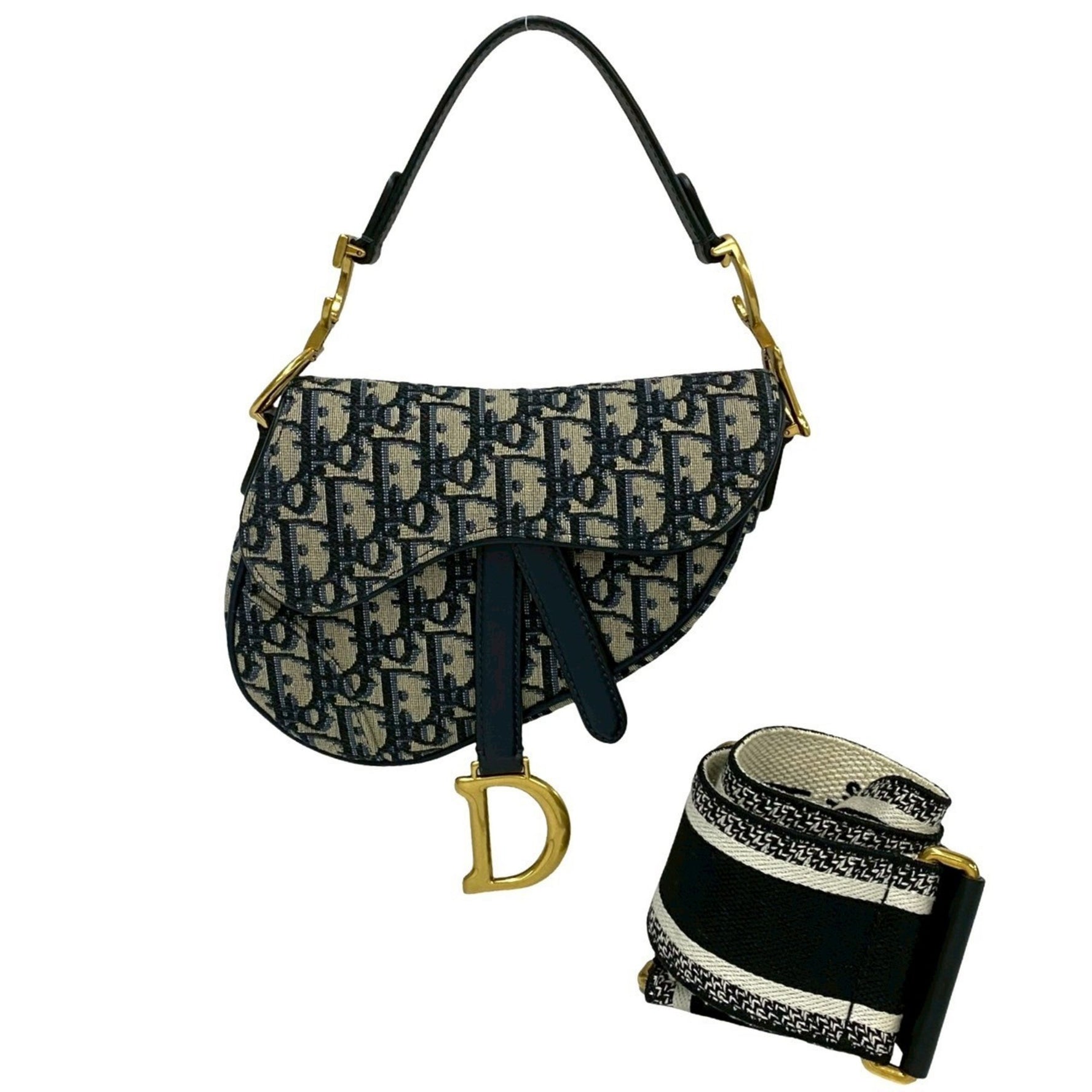 Christian Dior Saddle Bag Oblique Trotter Leather Shoulder Bag/Handbag