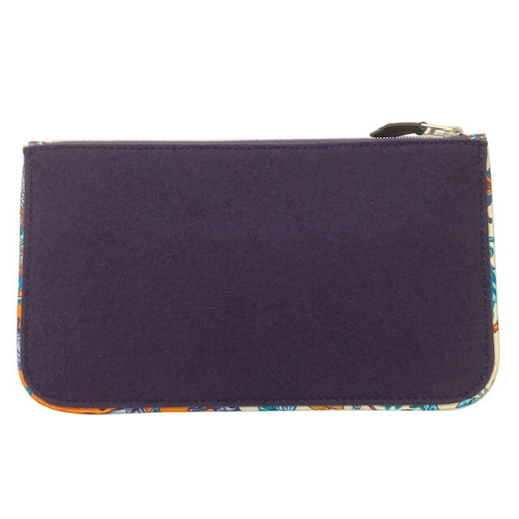 HERMES Silkin Flat Pouch Bag in Purple and Multicolored Felt